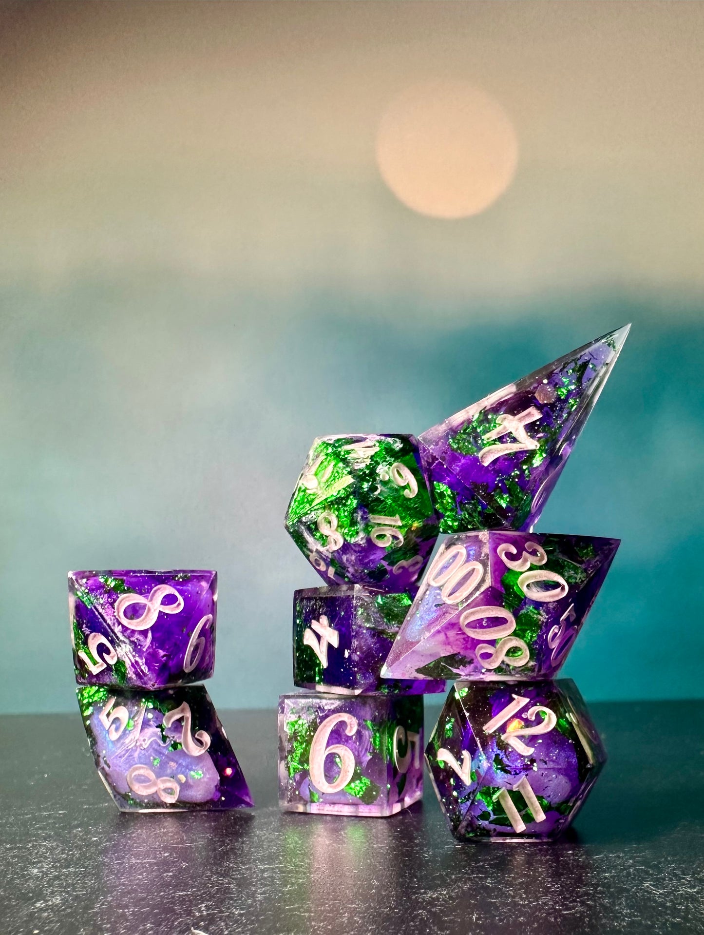 Genderqueer Pride 8 piece polyhedral dice set (Large) (Beta) Pobody's Nerfect (Copy)
