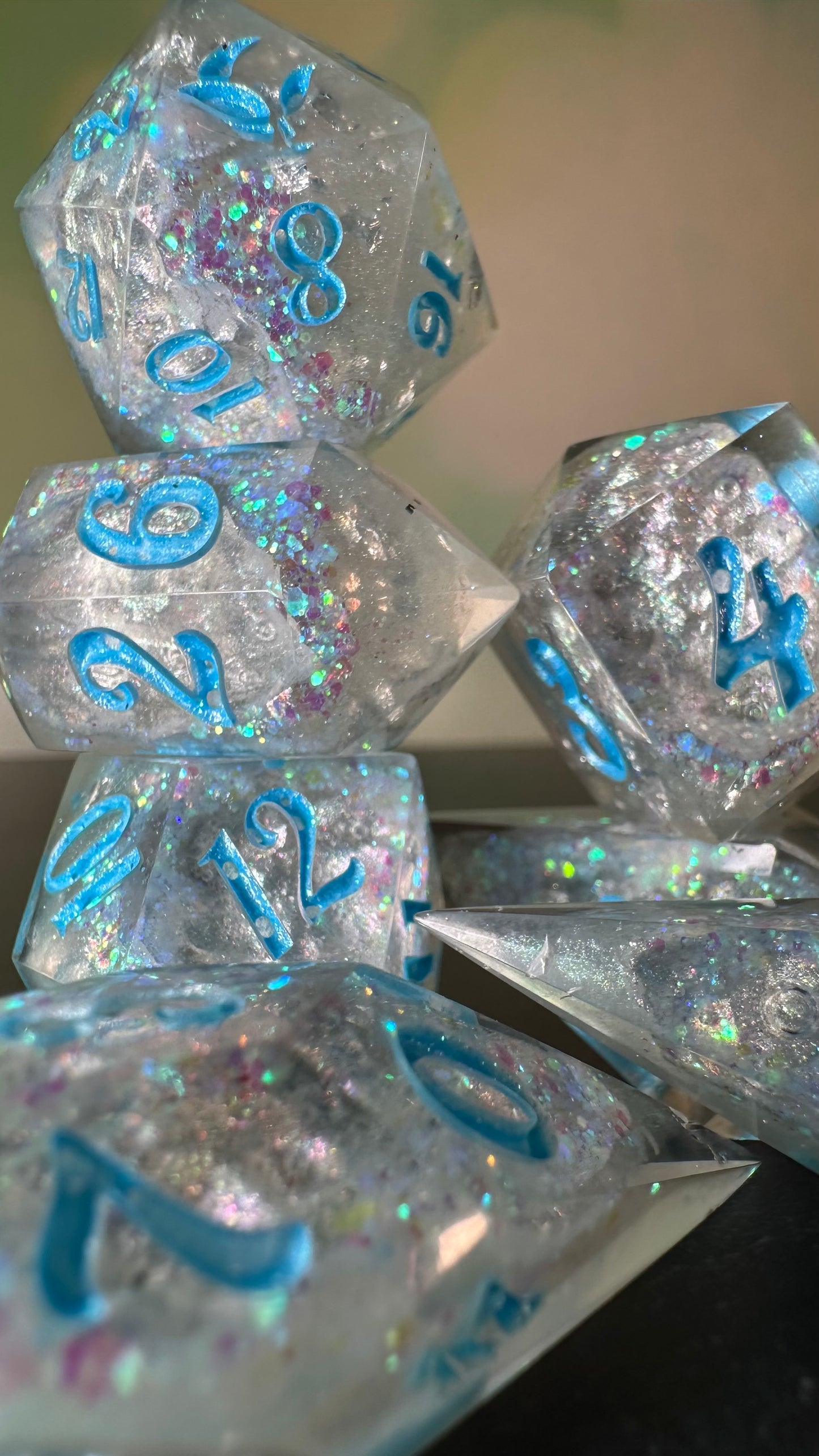 Kristallos Geode - 8 piece polyhedral dice set- (Pointy Bois) Pobody's Nerfect