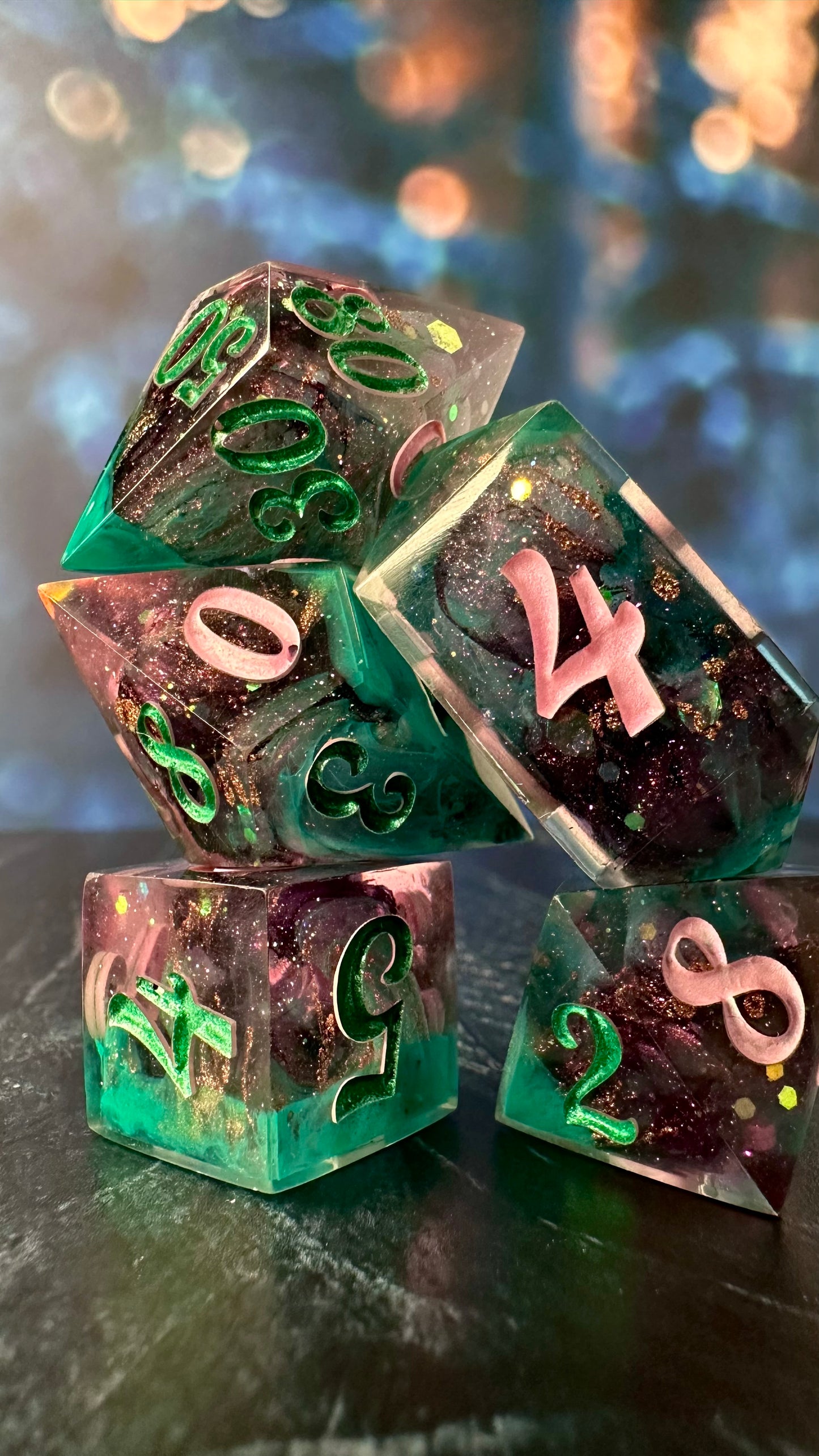 “No. One Mourns the Wicked”- 8 piece polyhedral dice set (Large)