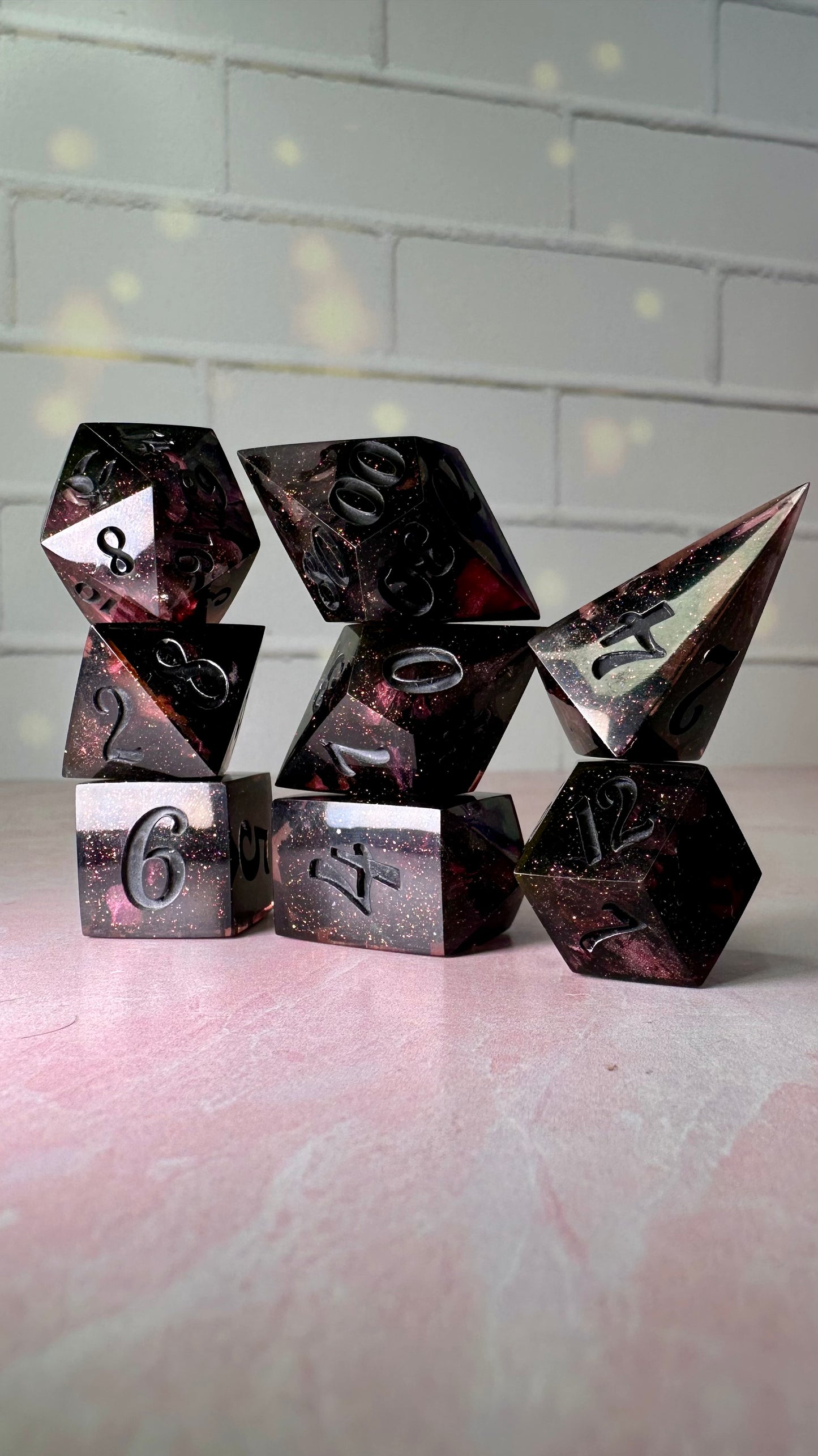 The Salem Seven-8 piece polyhedral dice set (Large)