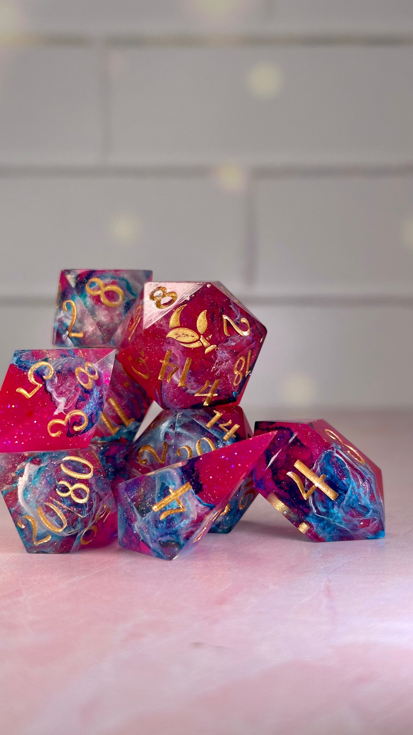 Love in Abstraction- 8 piece polyhedral dice set