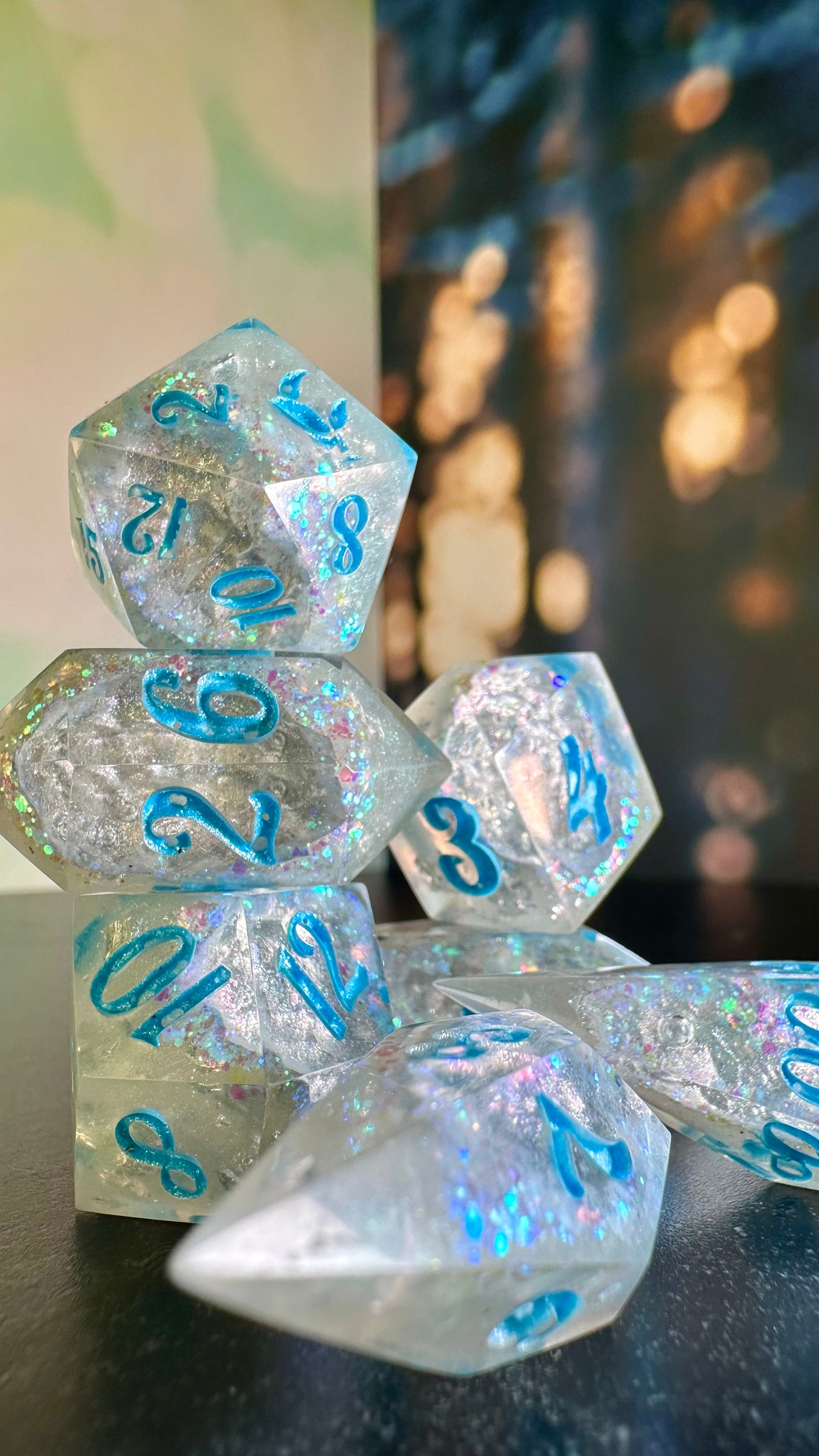 Kristallos Geode - 8 piece polyhedral dice set- (Pointy Bois) Pobody's Nerfect