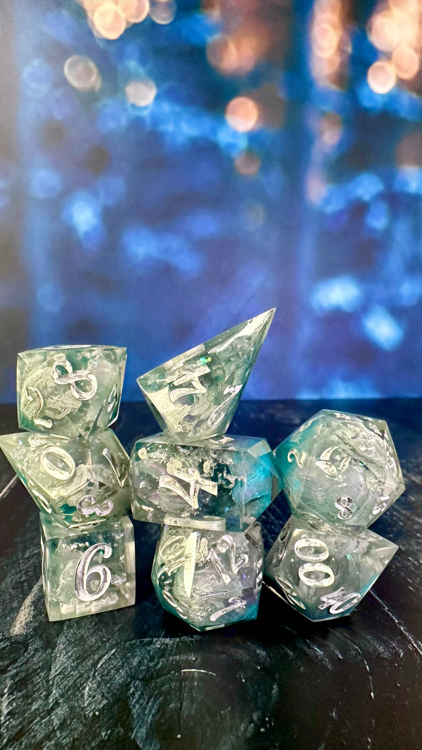 “The sky’s the limit”- 8 piece polyhedral dice set (Large)