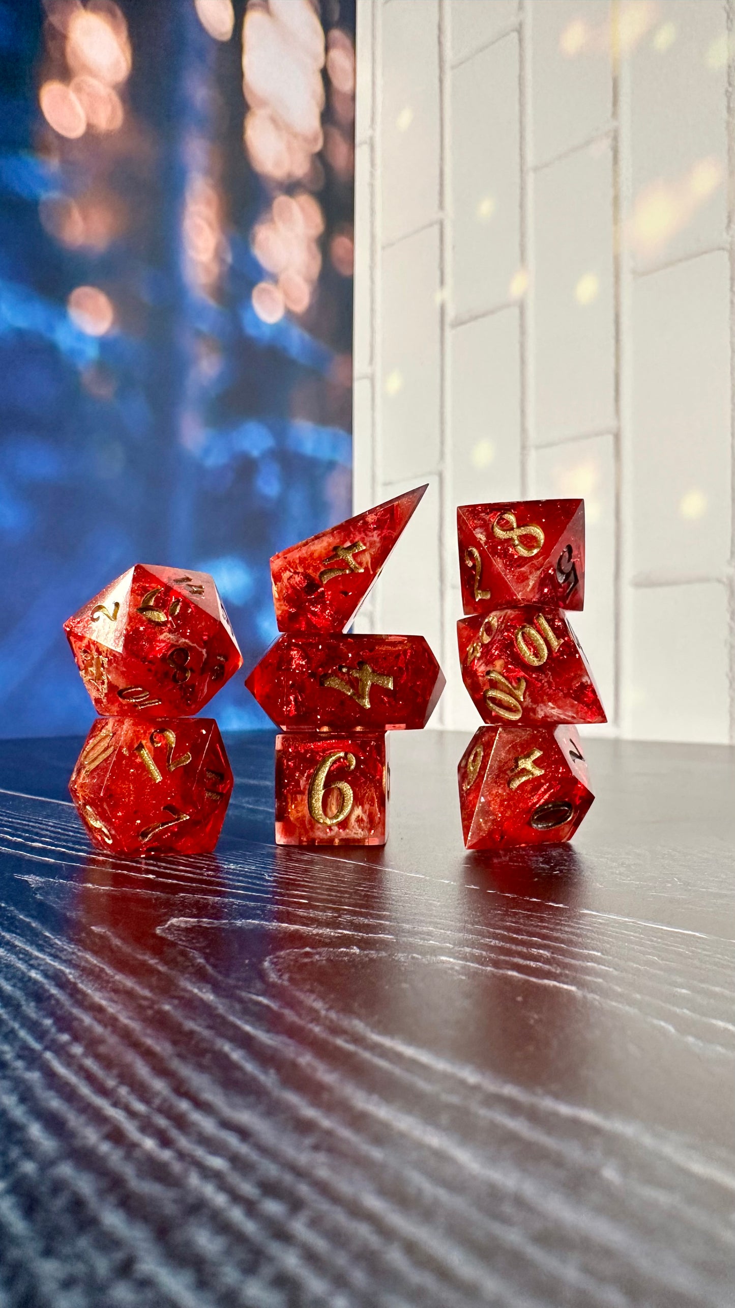 Ruby Slippers- 8 piece polyhedral dice set (Large)