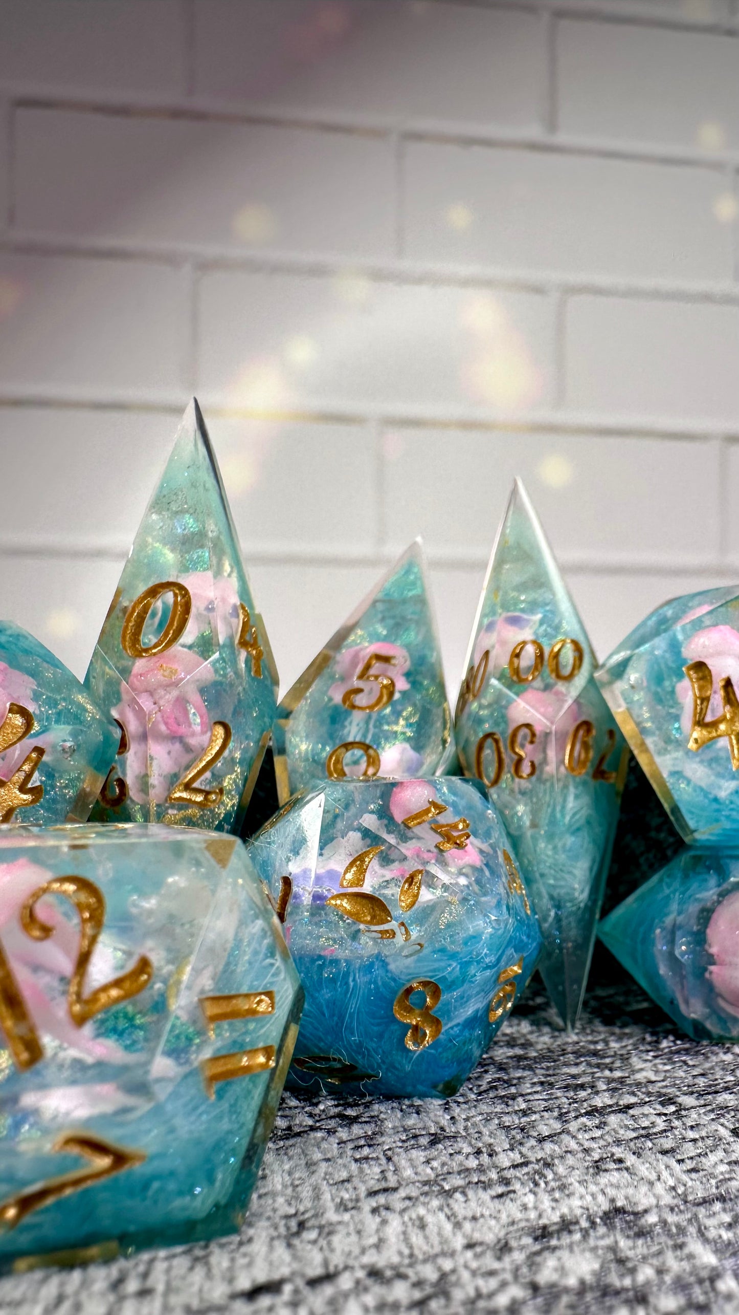 He shall be my squishy Geode Dice- 8 piece polyhedral dice set- (Pointy Bois)