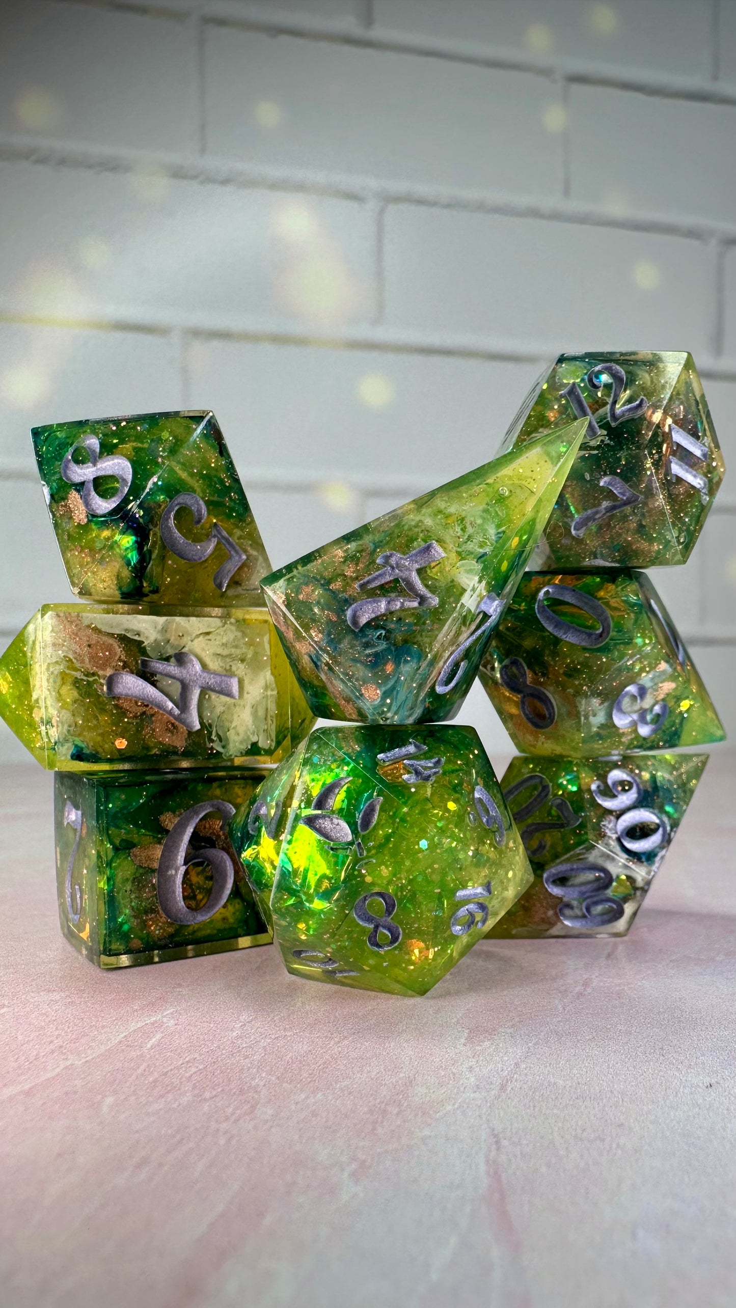 Monet's Garden-8 piece polyhedral dice set (Large)