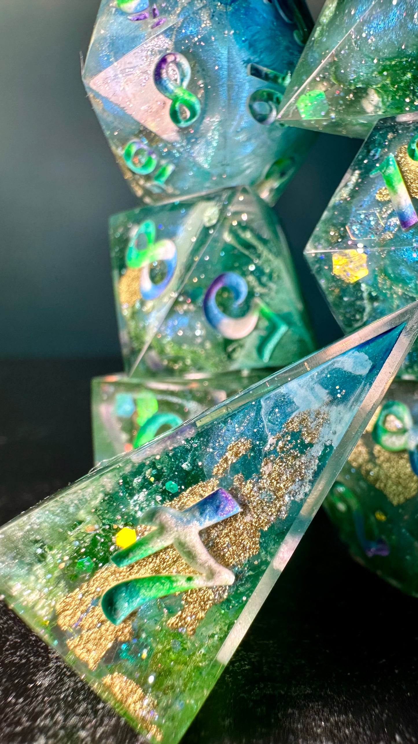 MLM Pride 8 piece polyhedral dice set (Large) (Beta) Pobody's Nerfect