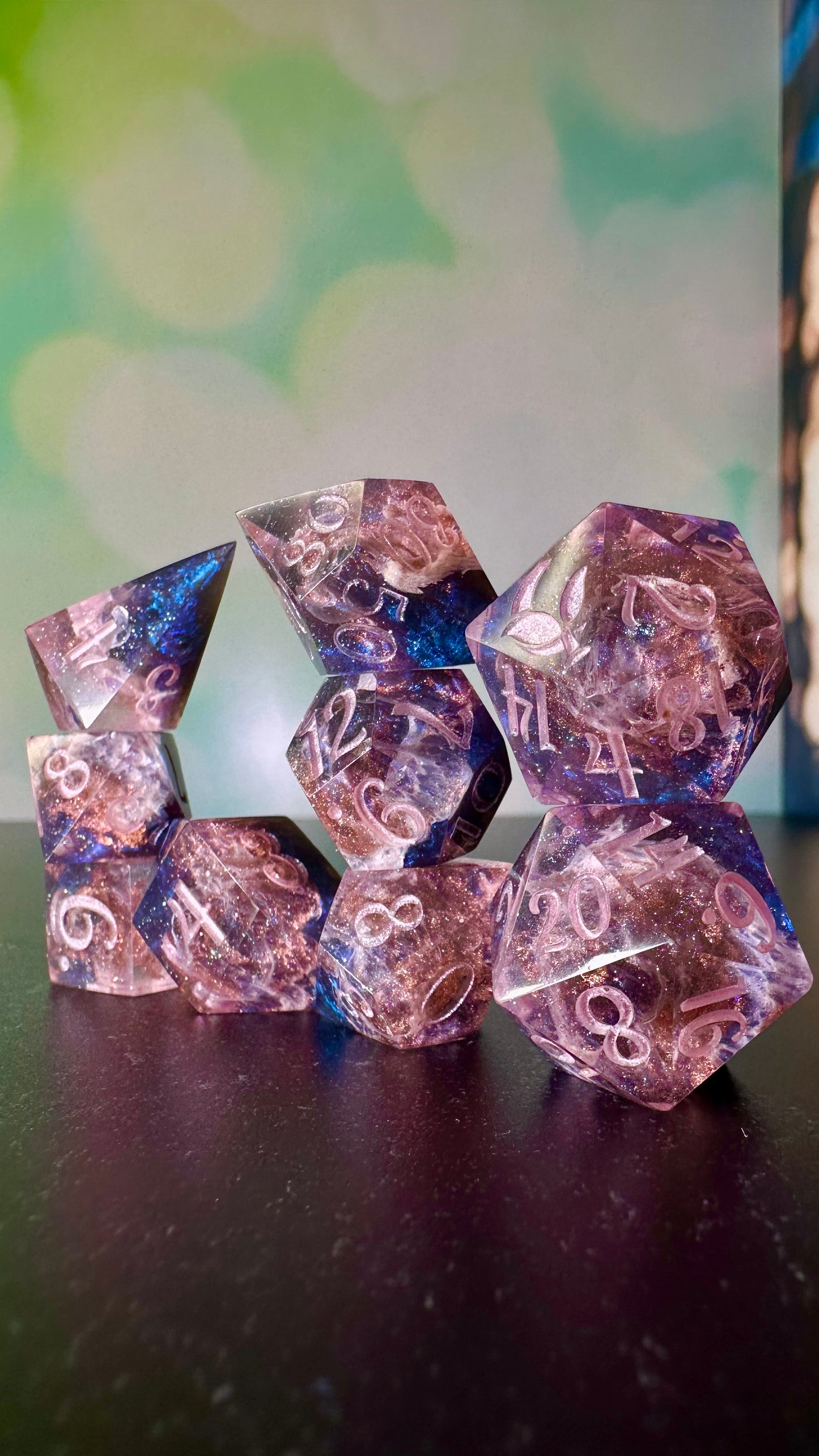 The Dawn Court Redux- 8 piece polyhedral dice set