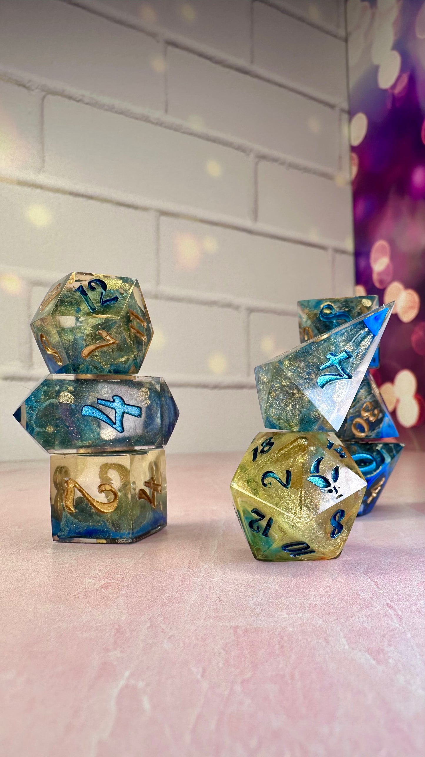 Starry Night-8 piece polyhedral dice set (Large)