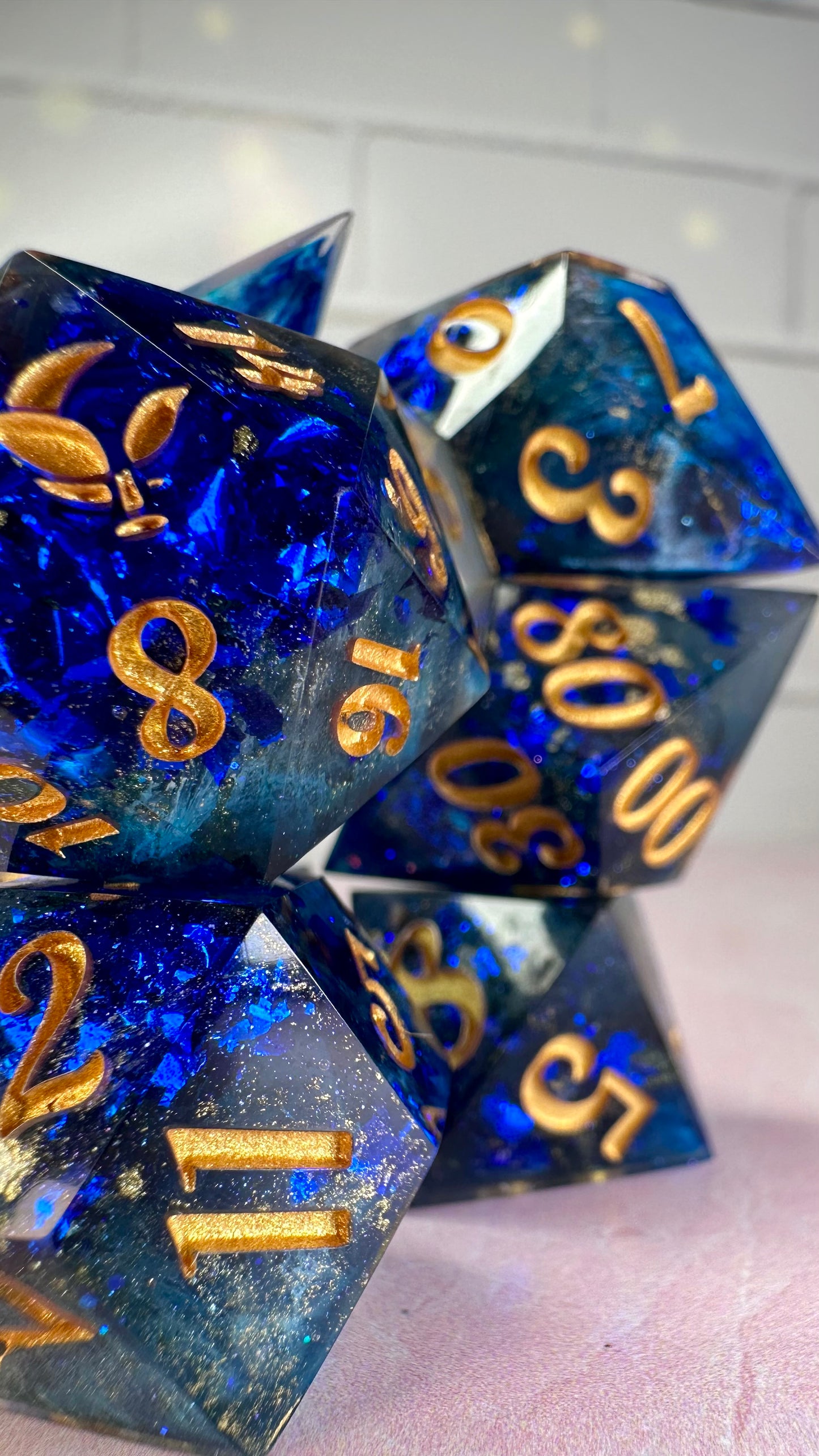 TARDIS Blue Hope-8 piece polyhedral dice set (Large)