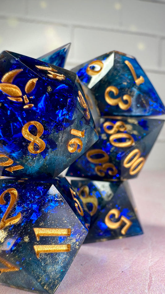 TARDIS Blue Hope-8 piece polyhedral dice set (Large)