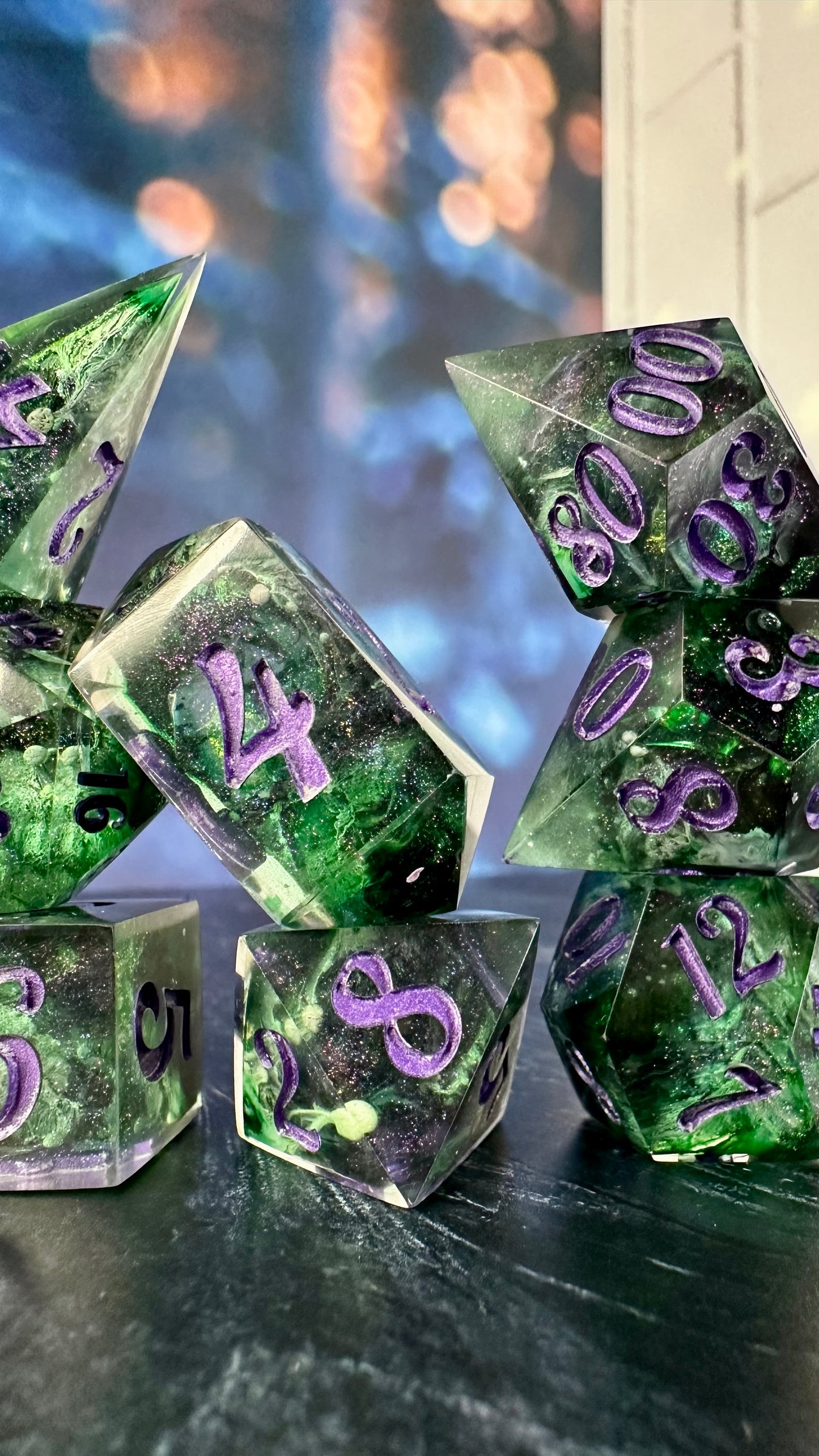 “Yes, I’ve always been green” - 8 piece polyhedral dice set (Large)