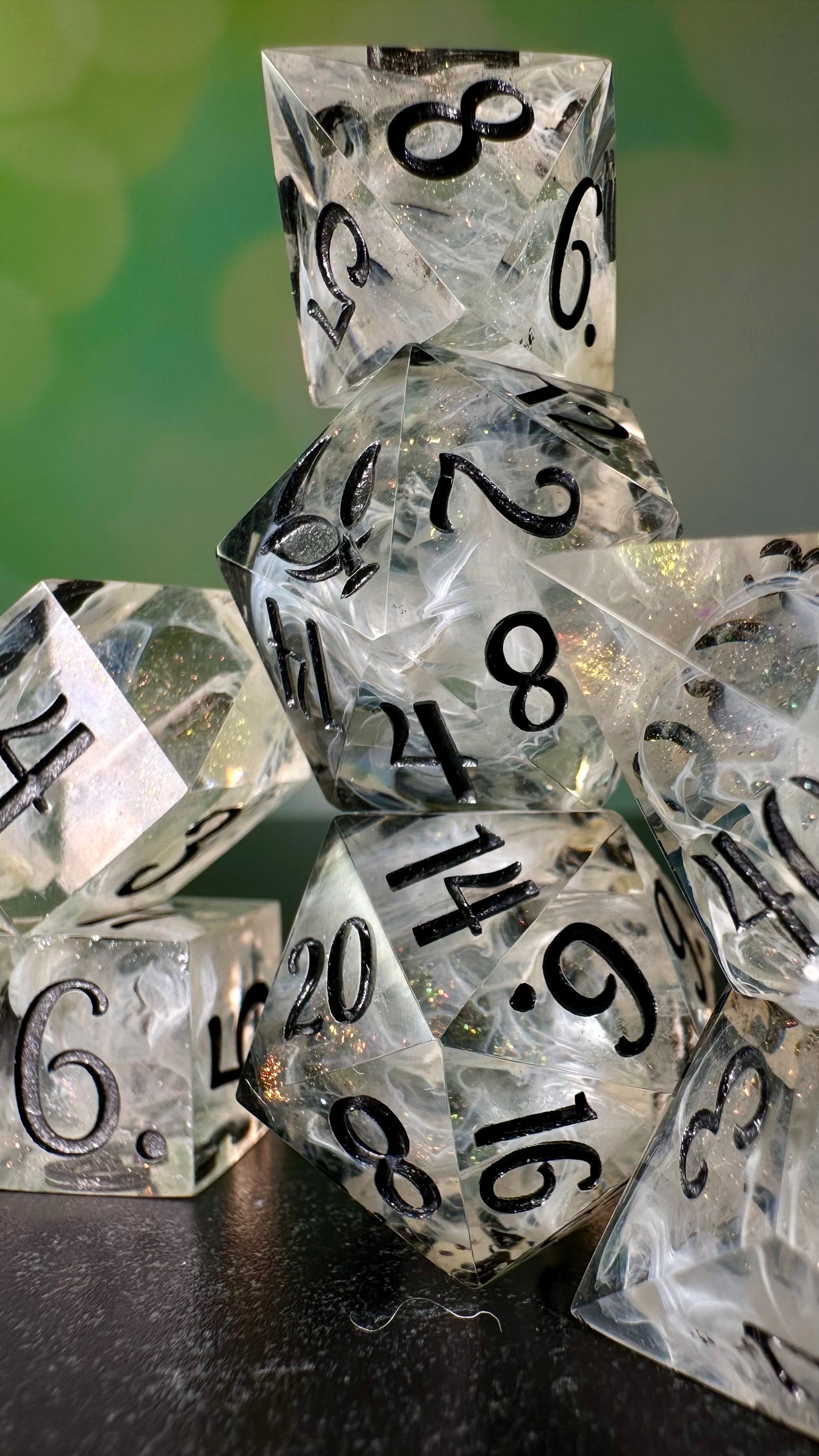 Aziraphale- 8 piece polyhedral dice set