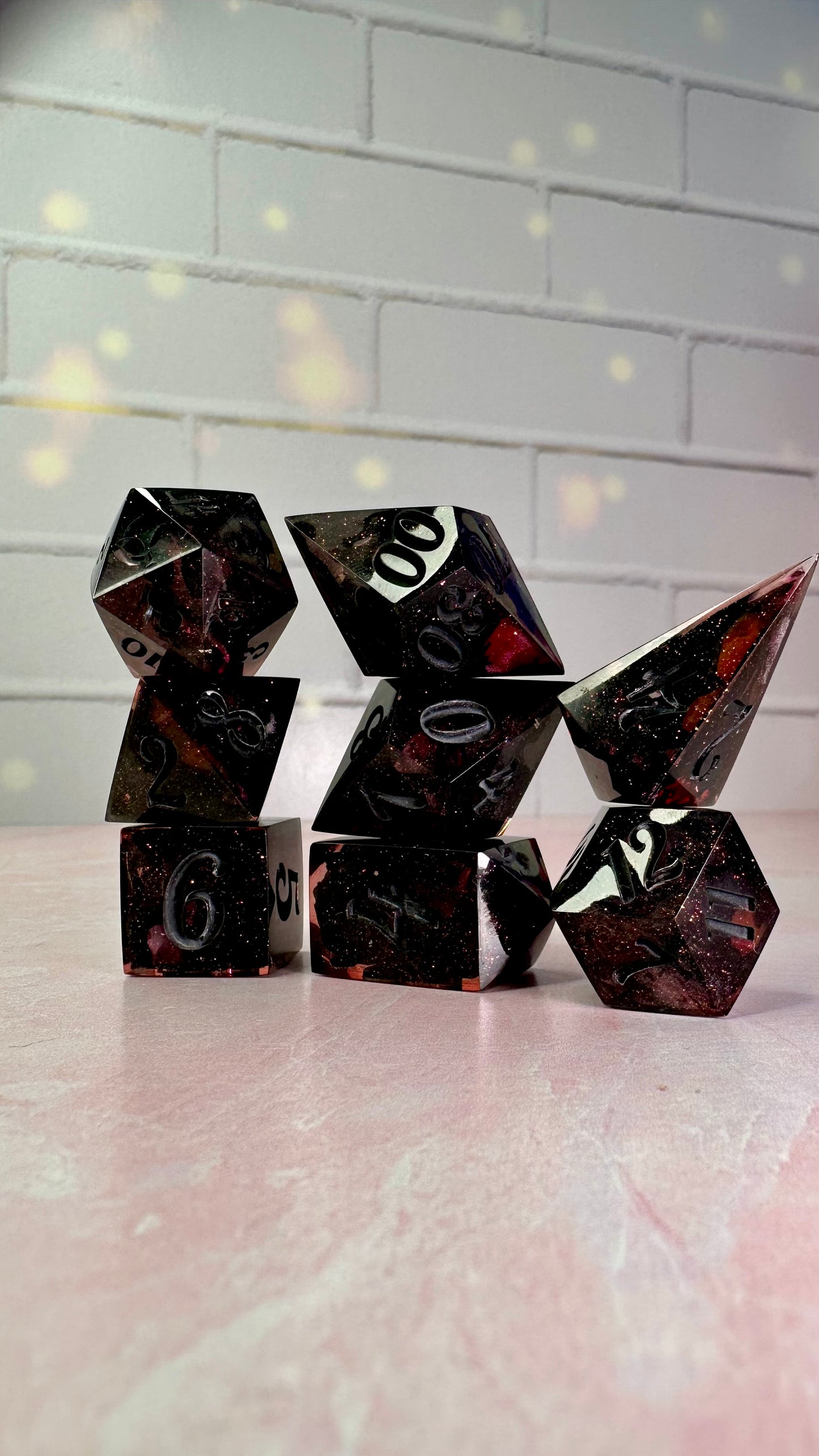 The Salem Seven-8 piece polyhedral dice set (Large)