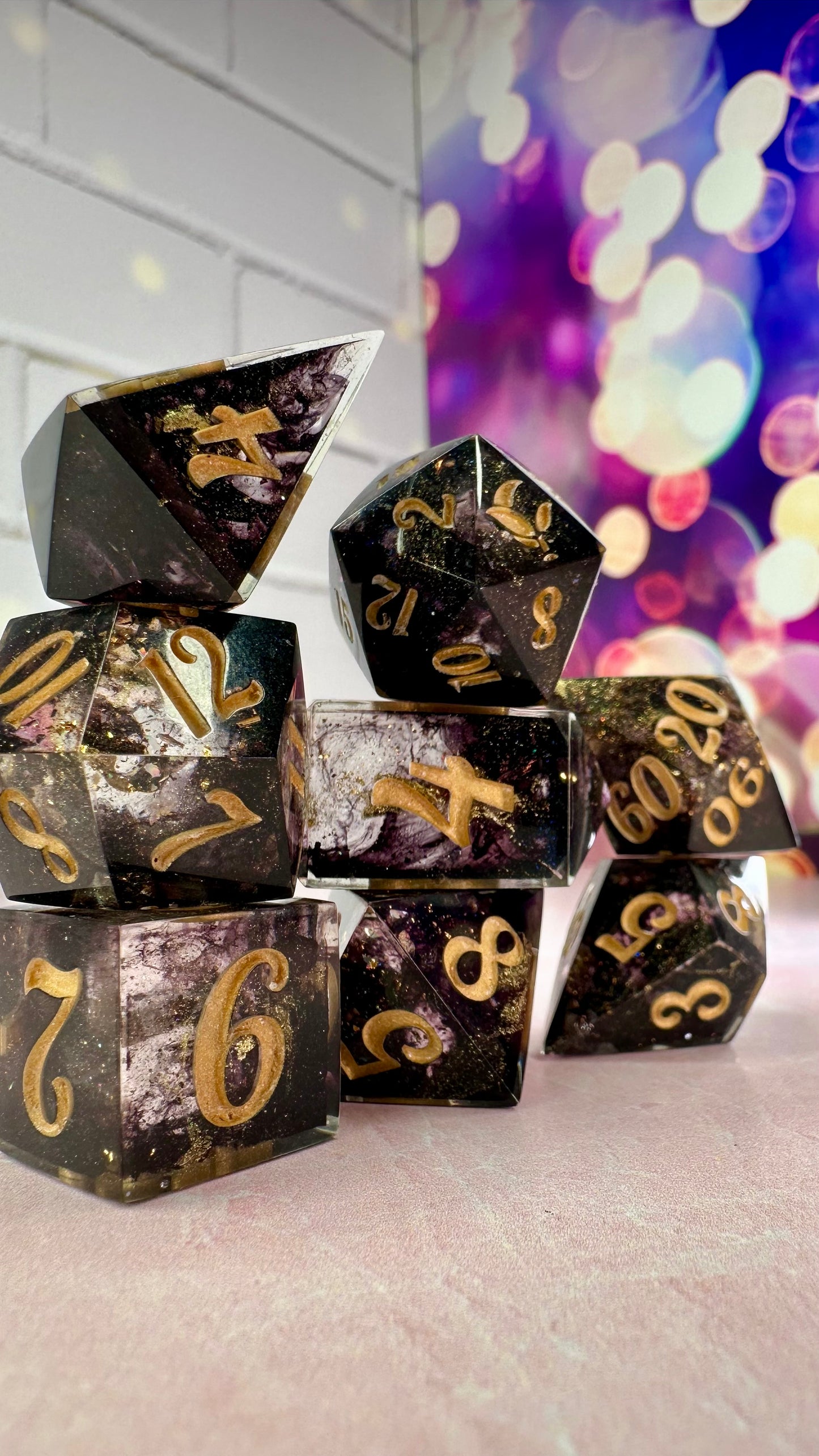 The Dark King-8 piece polyhedral dice set (Large)