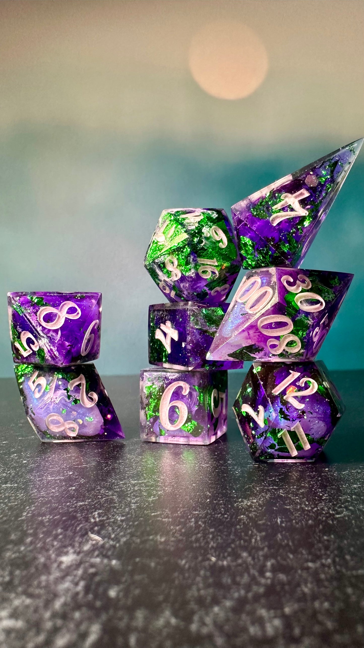 Genderqueer Pride 8 piece polyhedral dice set (Large) (Beta) Pobody's Nerfect (Copy)