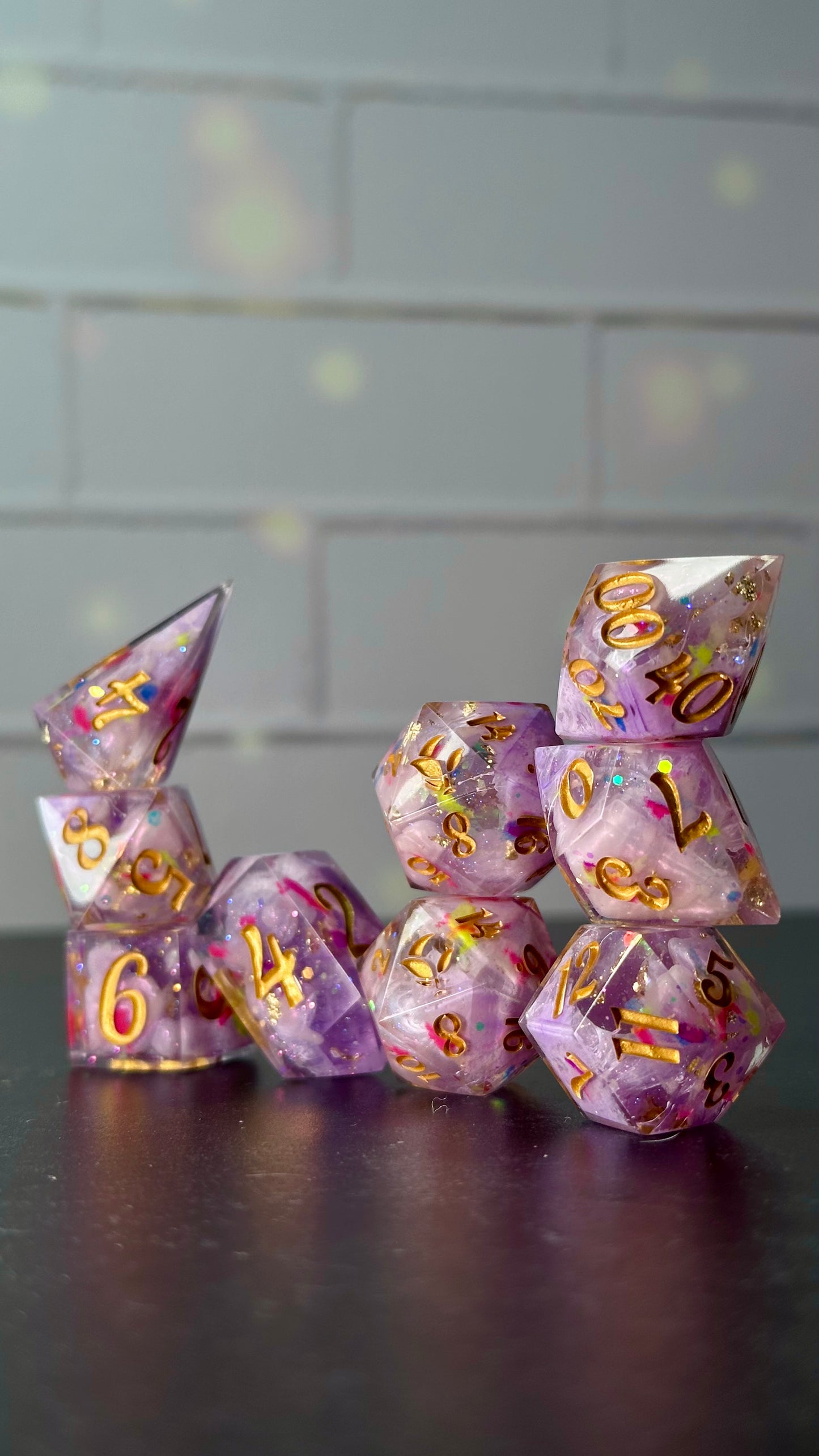 We can't fix it if we never face it- Pobody's Nerfect - 8 piece polyhedral dice set (Large)