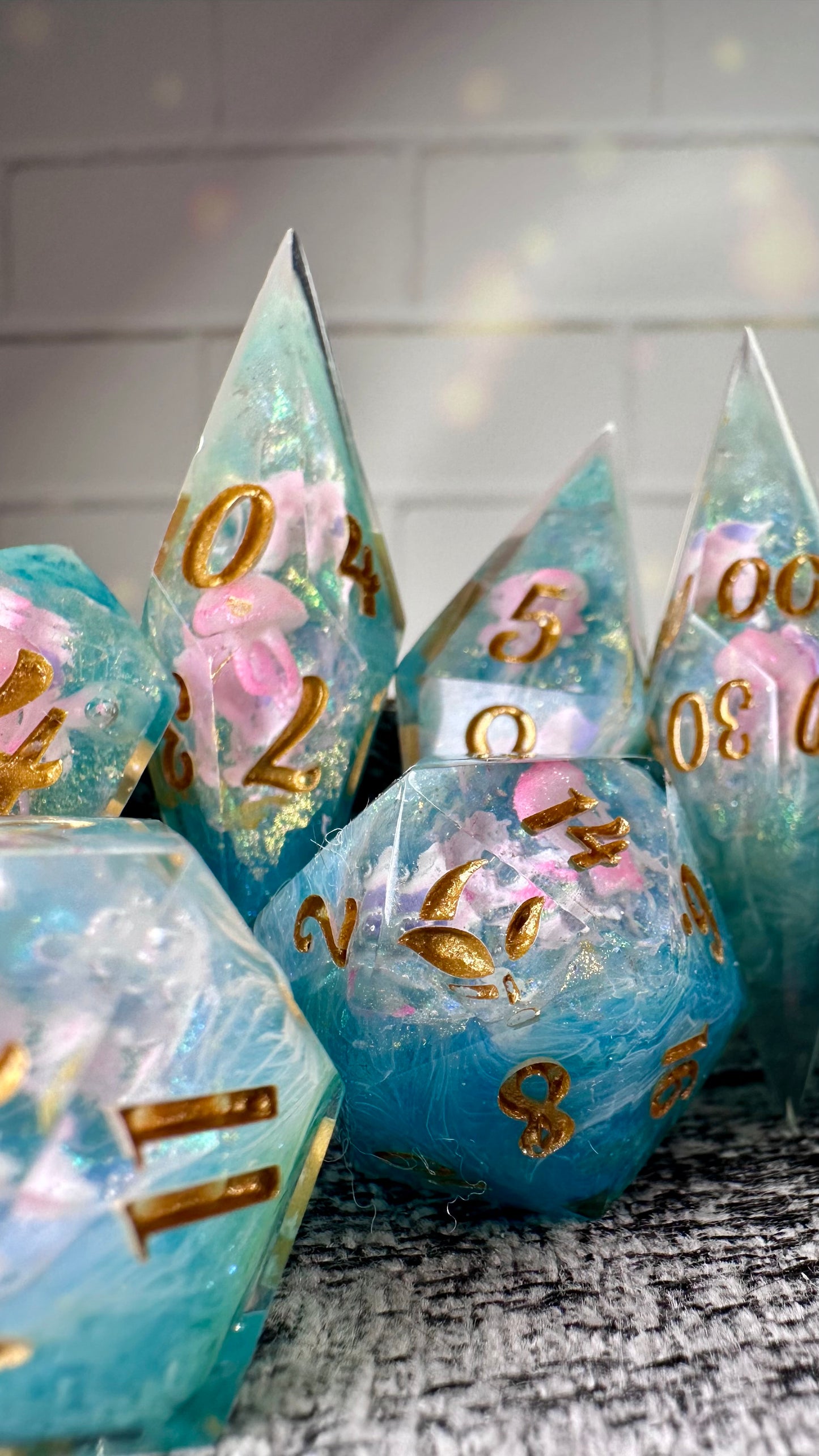 He shall be my squishy Geode Dice- 8 piece polyhedral dice set- (Pointy Bois)