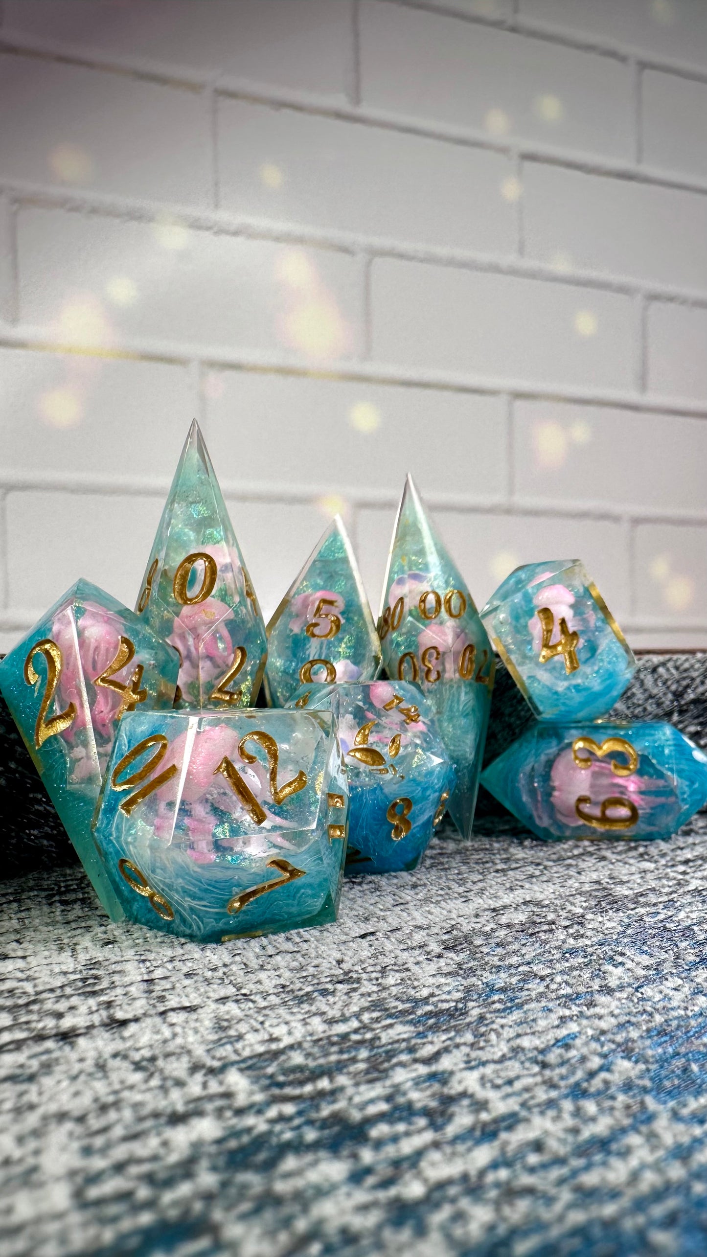 He shall be my squishy Geode Dice- 8 piece polyhedral dice set- (Pointy Bois)