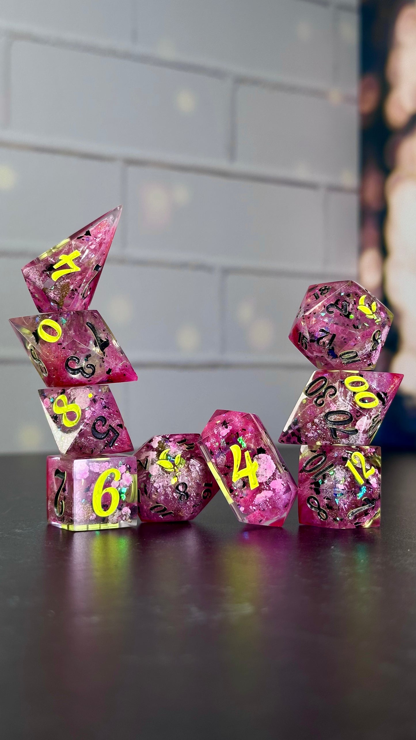 I’m kind of a difficult person”-8 piece polyhedral dice set (Large)