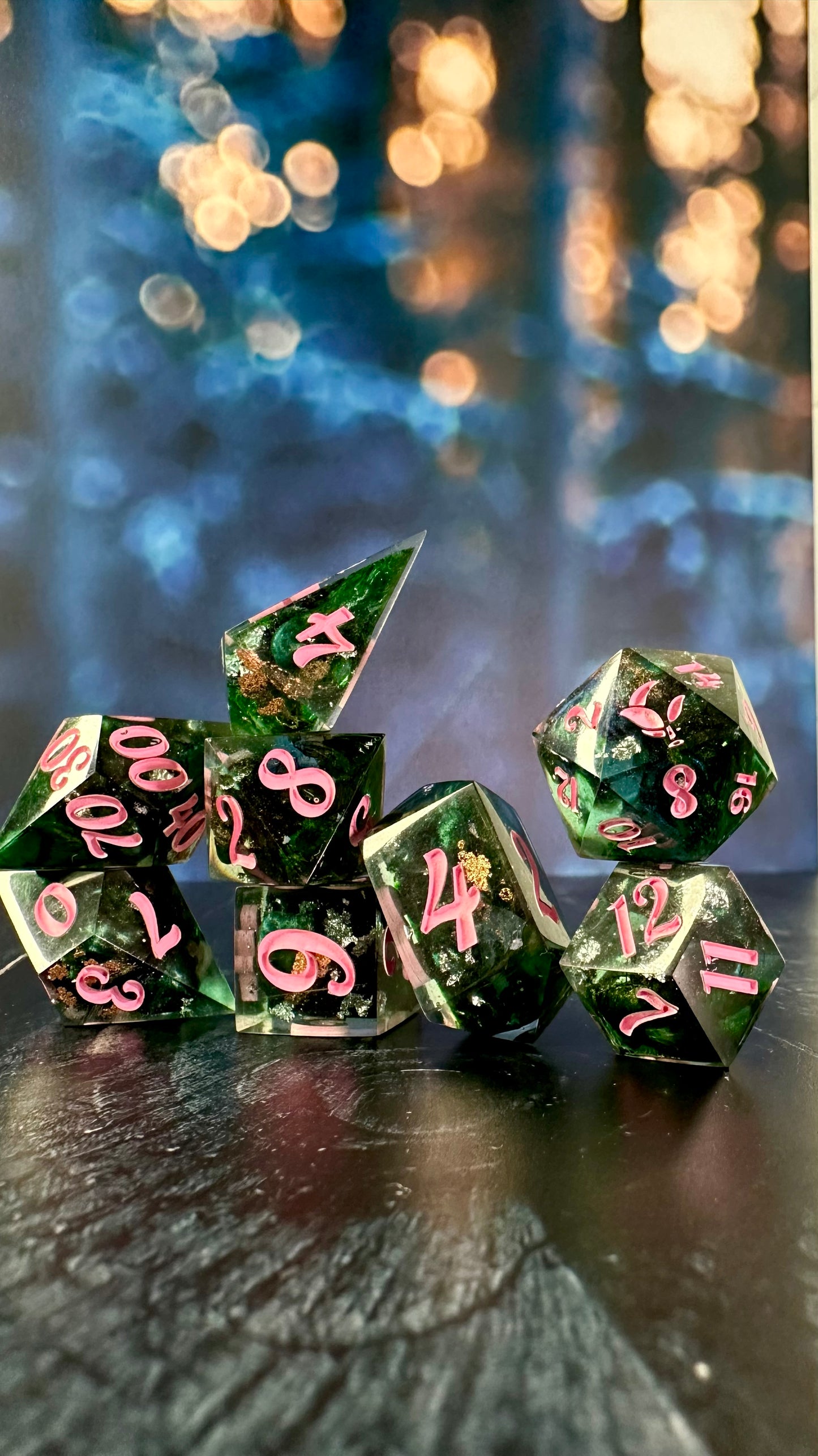 “Together we’re Unlimited”-8 piece polyhedral dice set (Large) Pobody's Nerfect