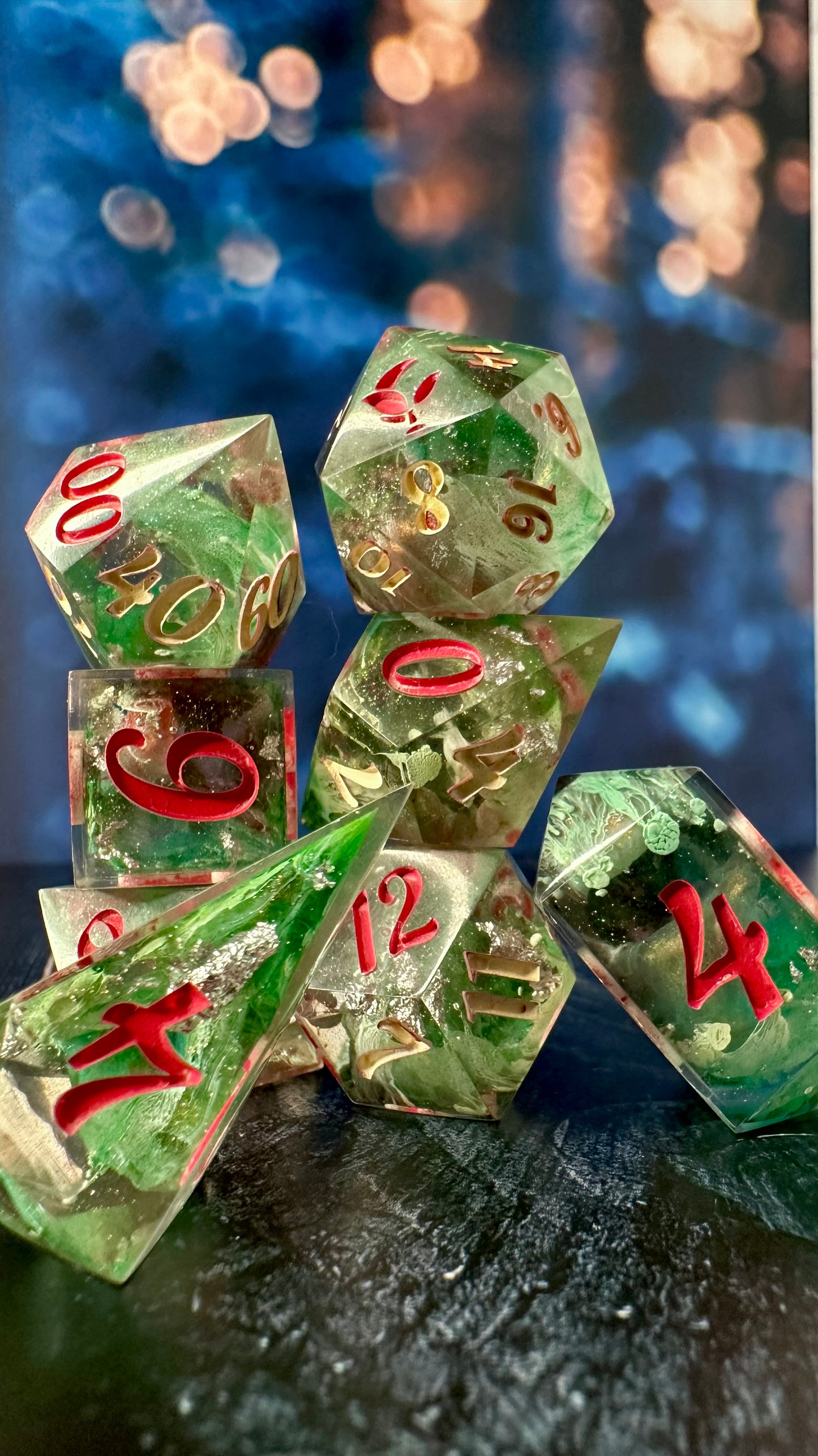 “Poppies are my favorite”- 8 piece polyhedral dice set (Large)