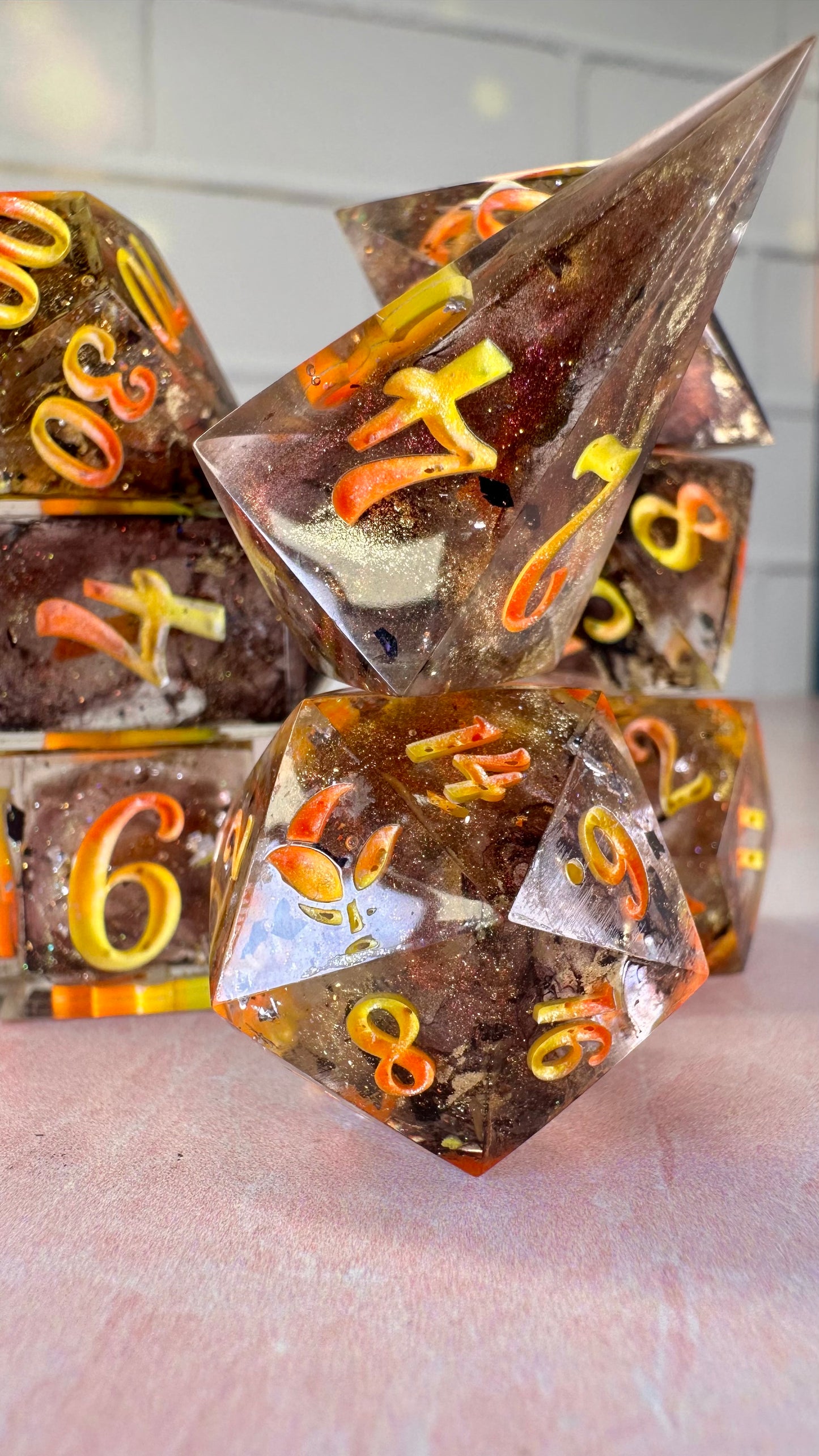 Mae Aniseya -Pobody’s Nerfect 8 piece polyhedral dice set (Large)