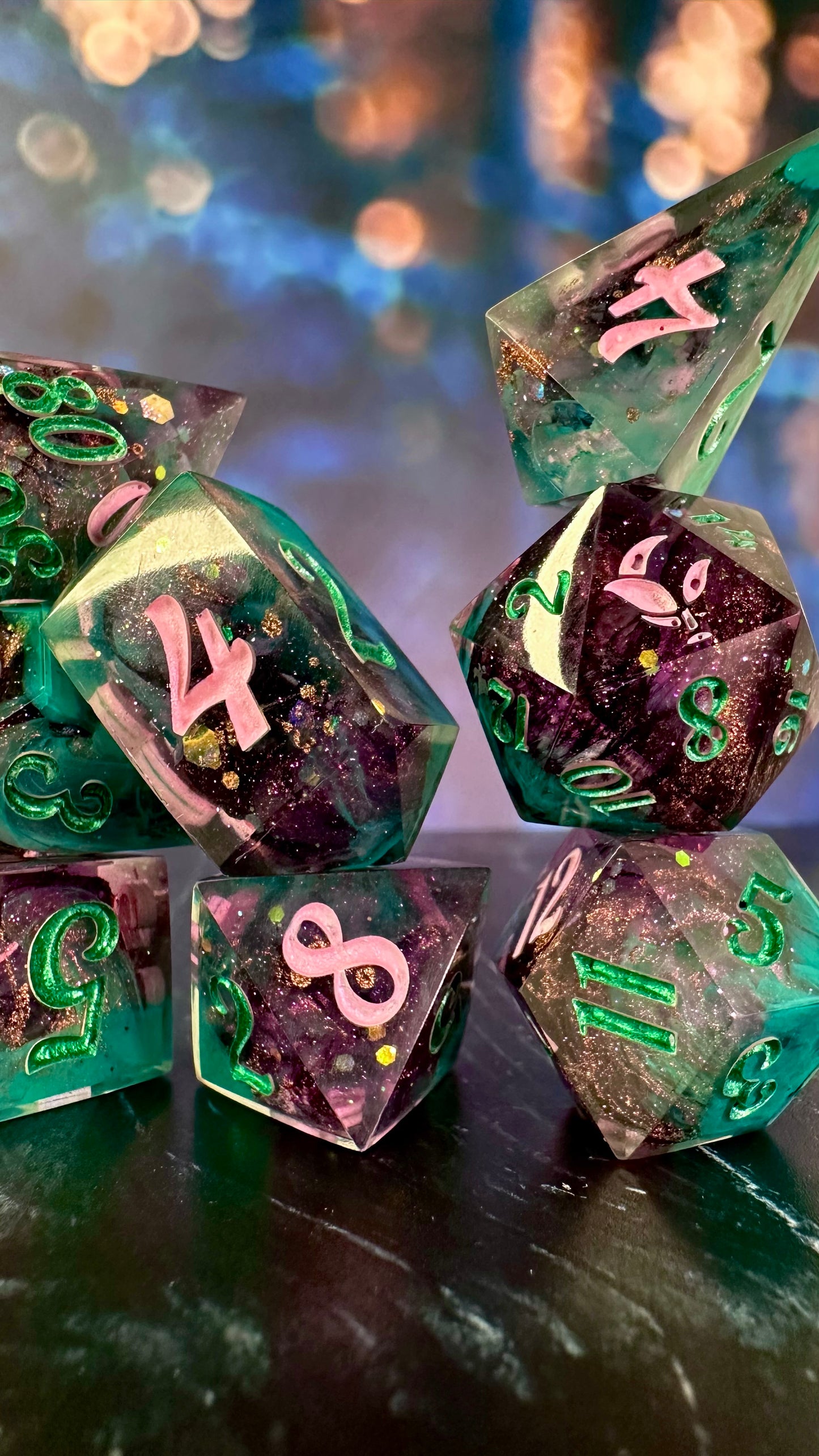 “No. One Mourns the Wicked”- 8 piece polyhedral dice set (Large)