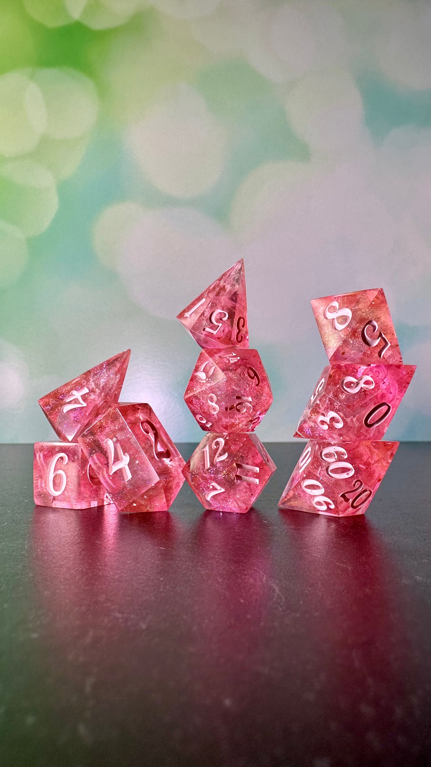 Pink Pony Club 9 piece polyhedral dice set (Large) (Beta) Pobody's Nerfect