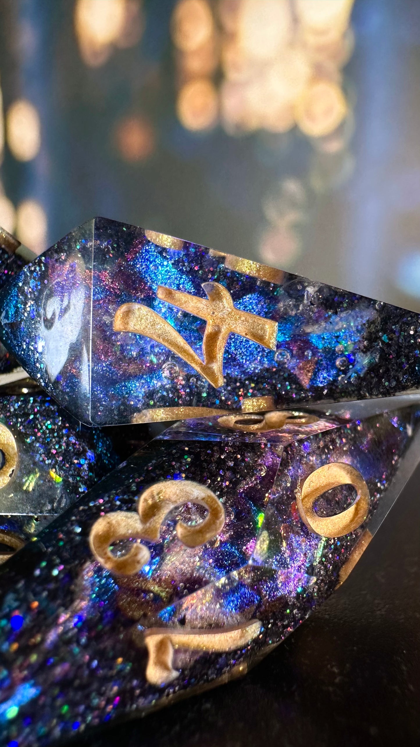Agent Night Geode - 8 piece polyhedral dice set- (Pointy Bois)- Pobody’s Nerfect