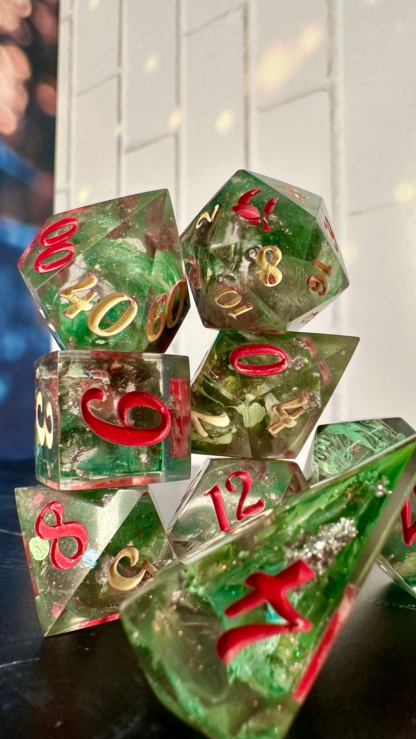 “Poppies are my favorite”- 8 piece polyhedral dice set (Large)