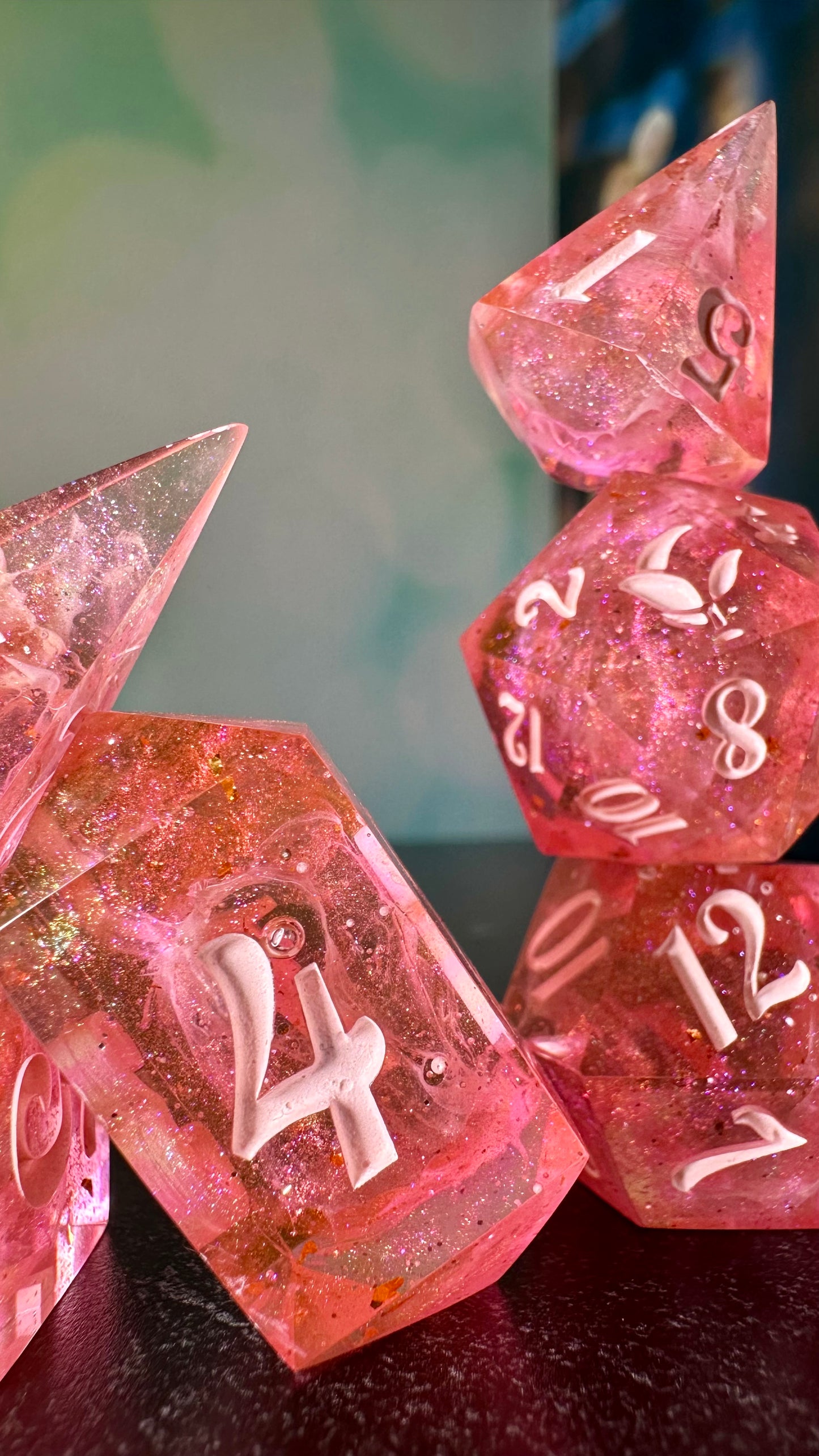 Pink Pony Club 9 piece polyhedral dice set (Large) (Beta) Pobody's Nerfect