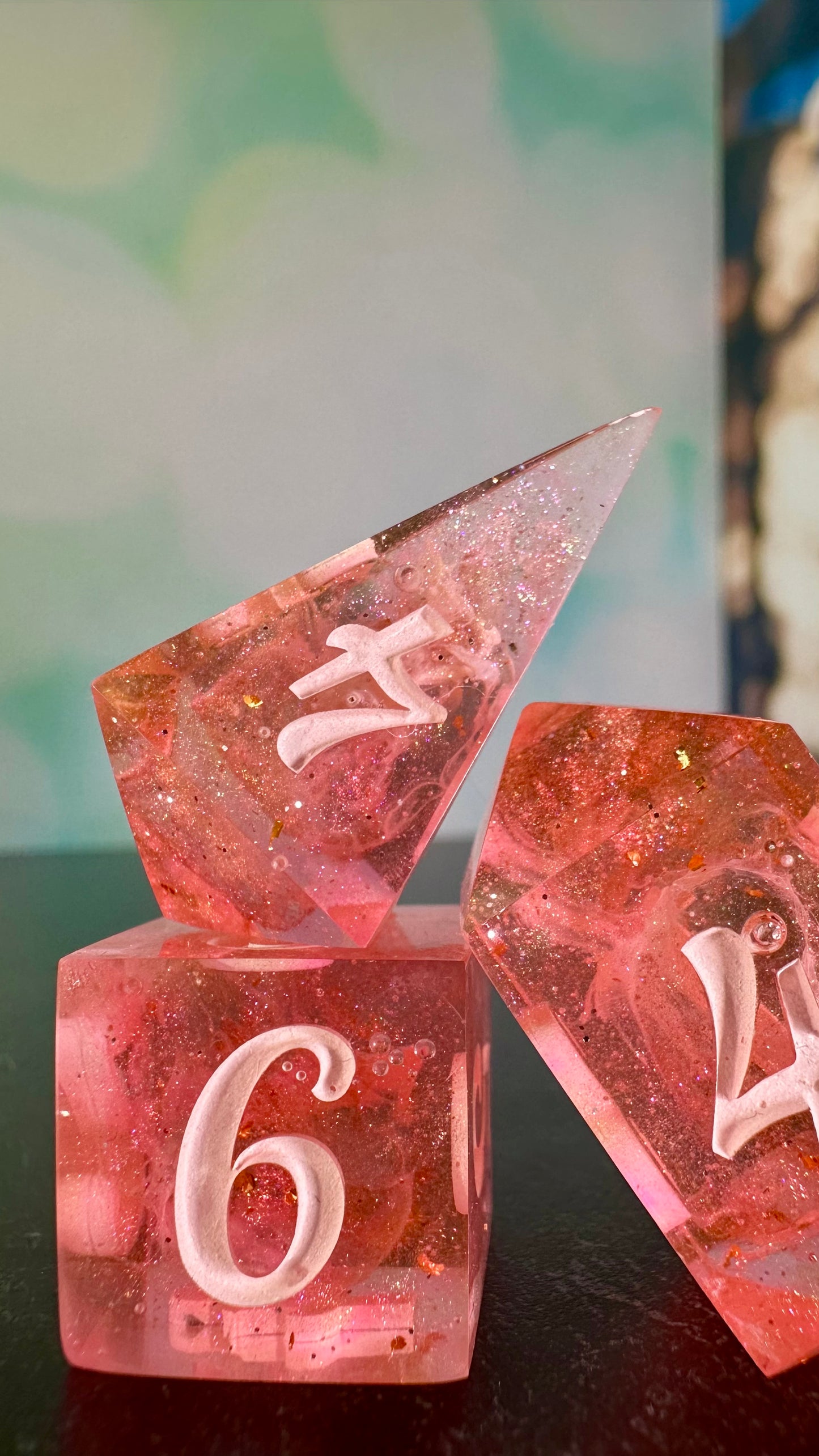 Pink Pony Club 9 piece polyhedral dice set (Large) (Beta) Pobody's Nerfect