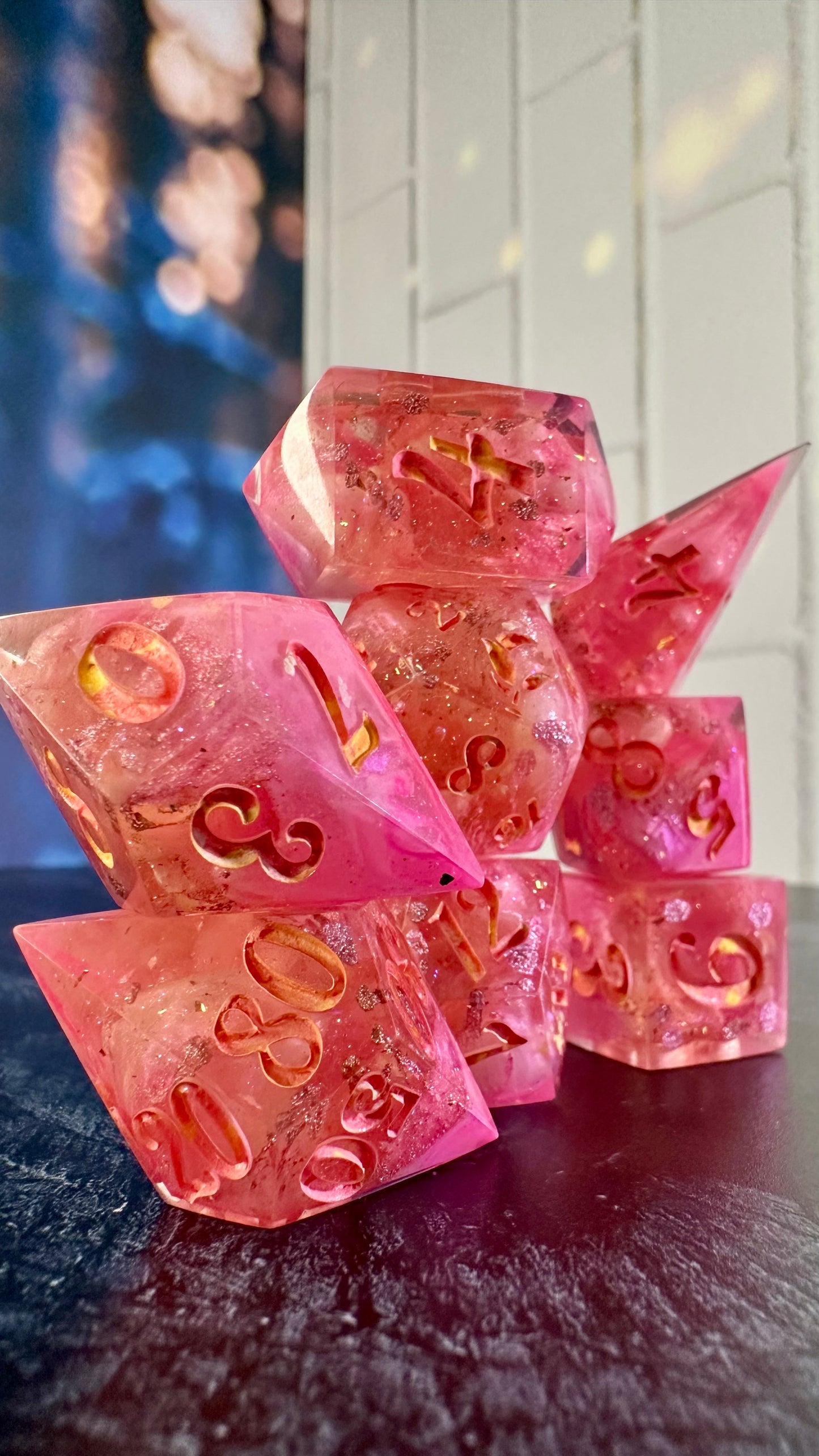 Galinda at the Ozdust- 8 piece polyhedral dice set (Large)