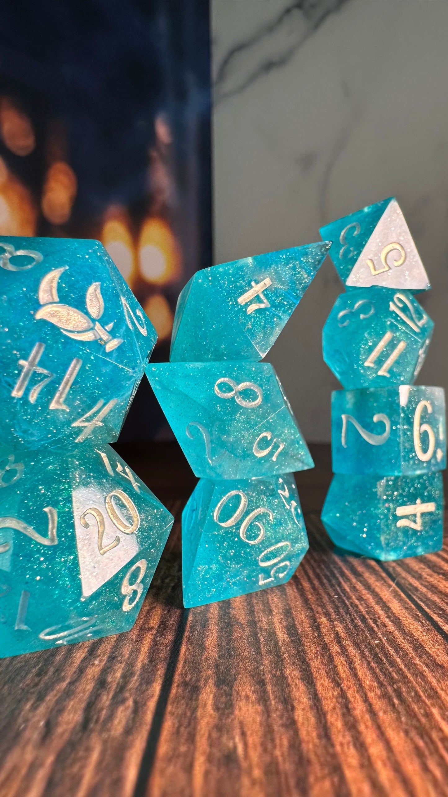 Many Waters- 8 piece polyhedral dice set