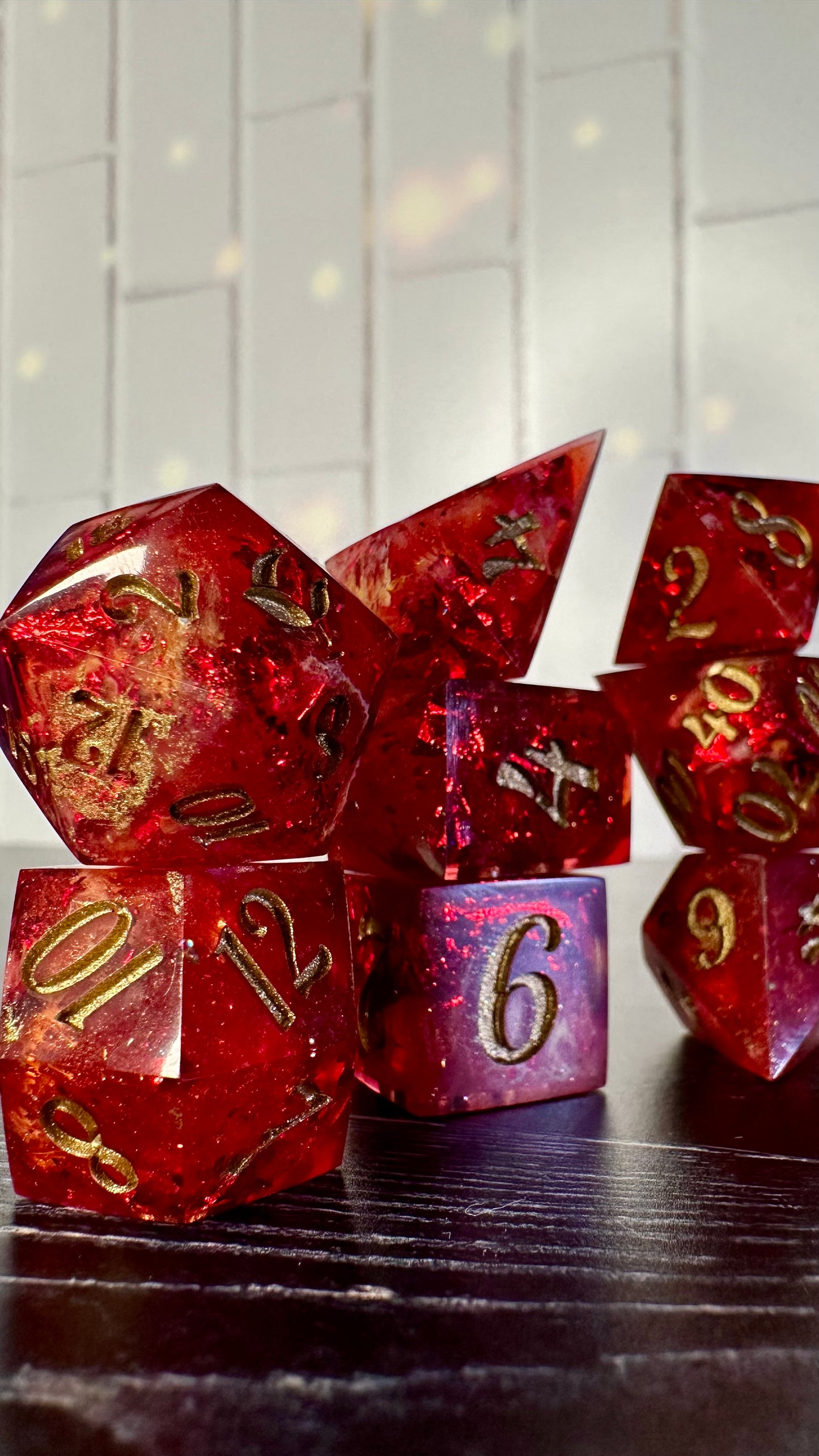 Ruby Slippers- 8 piece polyhedral dice set (Large)