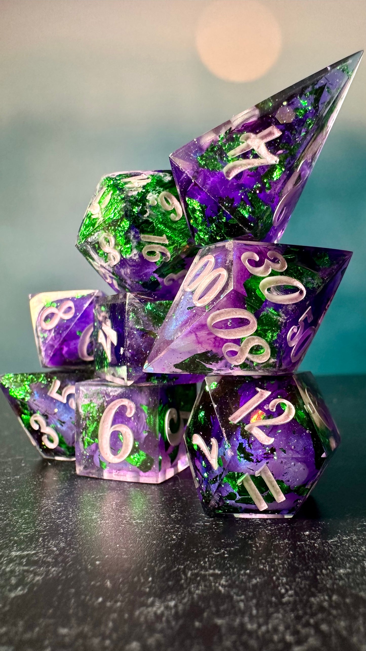 Genderqueer Pride 8 piece polyhedral dice set (Large) (Beta) Pobody's Nerfect (Copy)