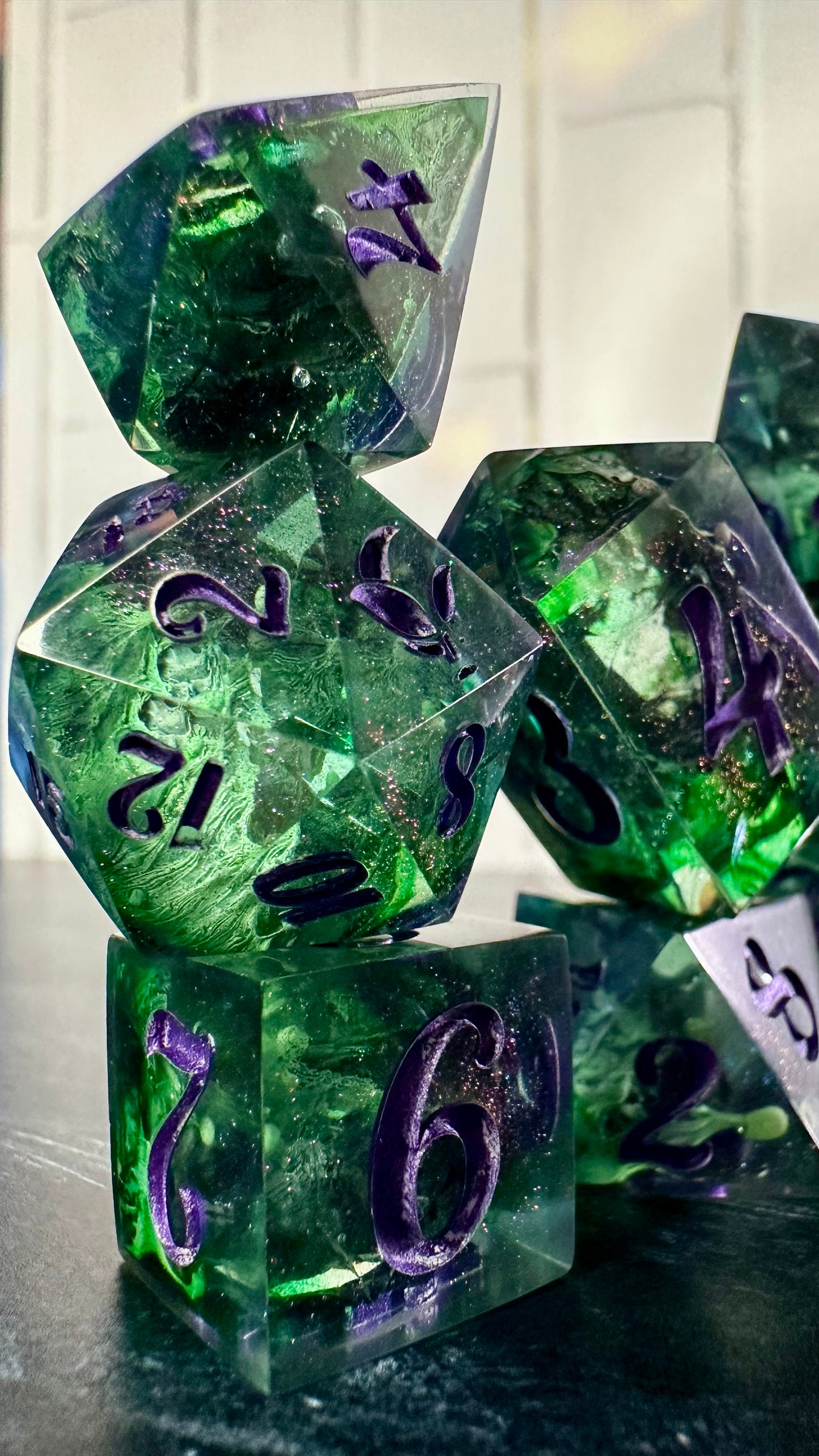 “Yes, I’ve always been green” - 8 piece polyhedral dice set (Large)