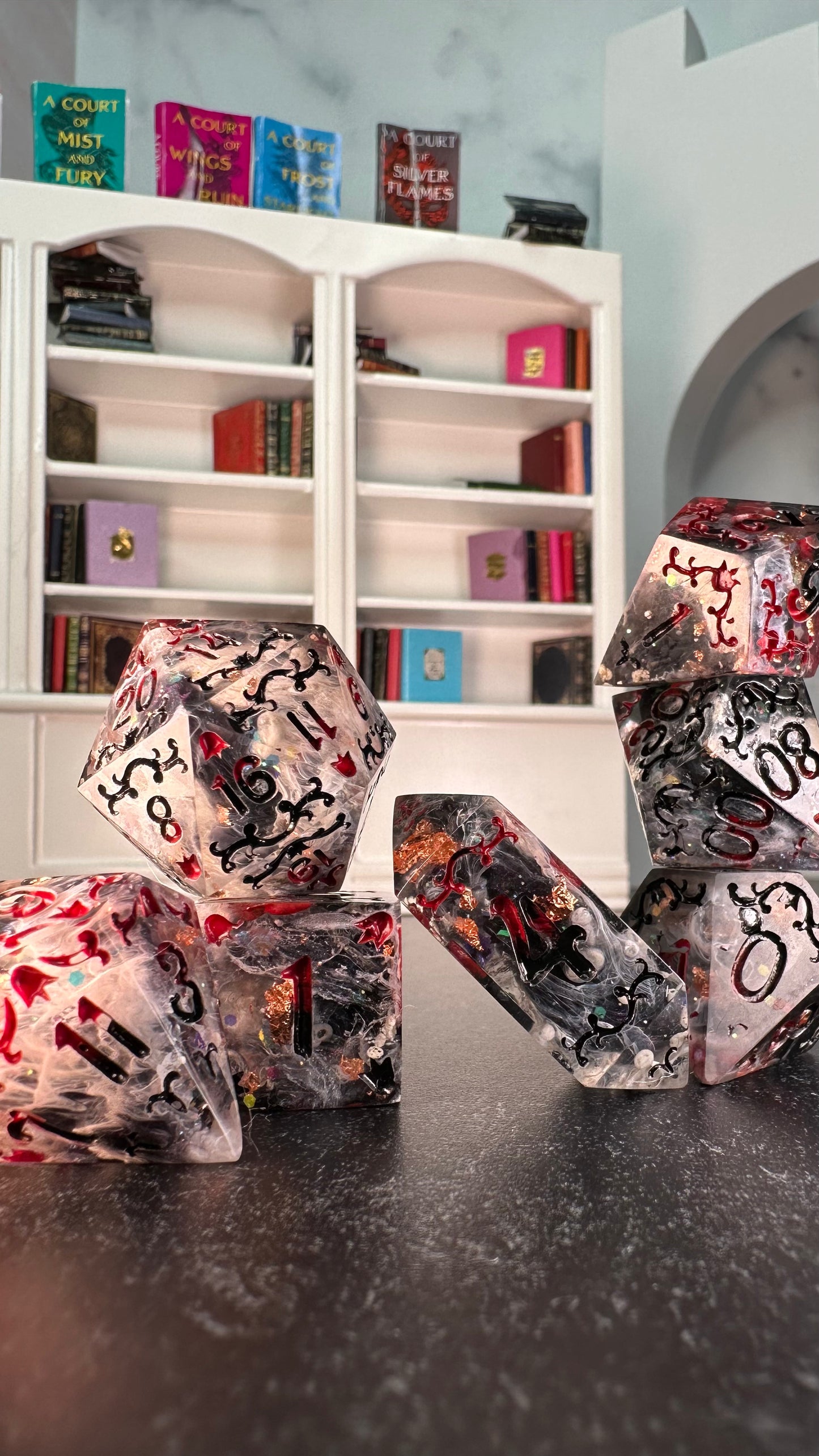 The Weaver - 7 piece jumbo filigree dice set