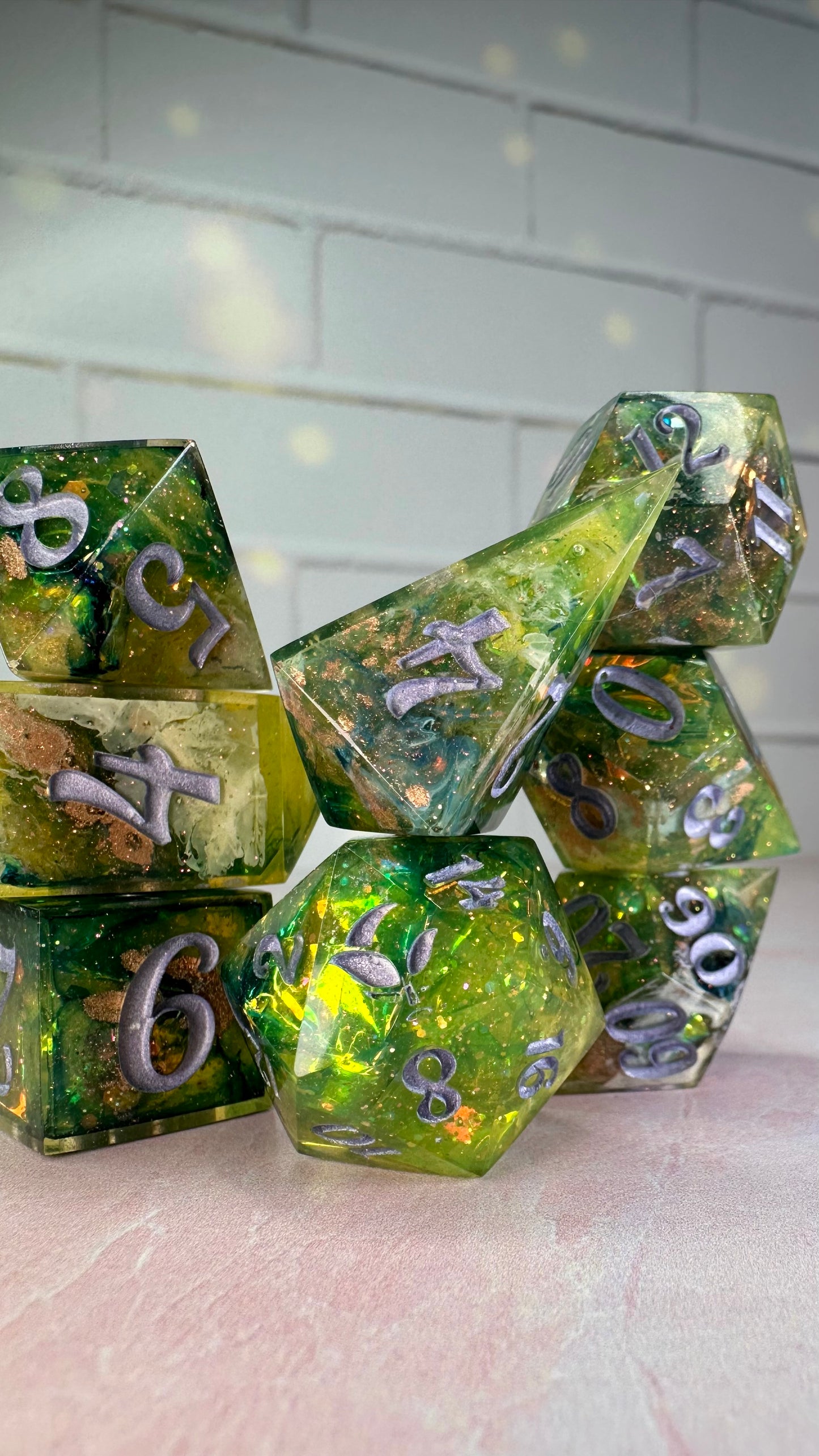 Monet's Garden-8 piece polyhedral dice set (Large)