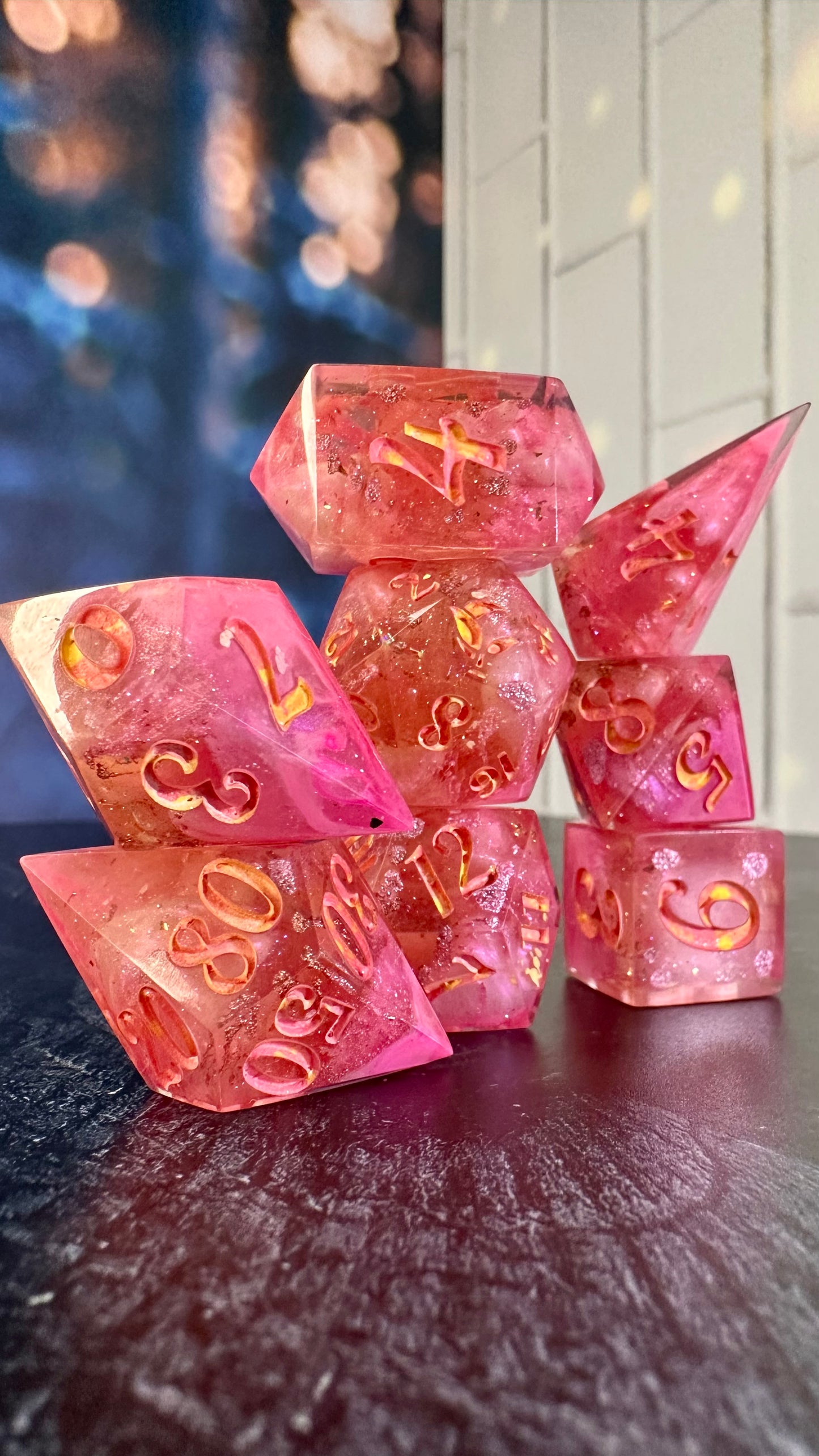 Galinda at the Ozdust- 8 piece polyhedral dice set (Large)