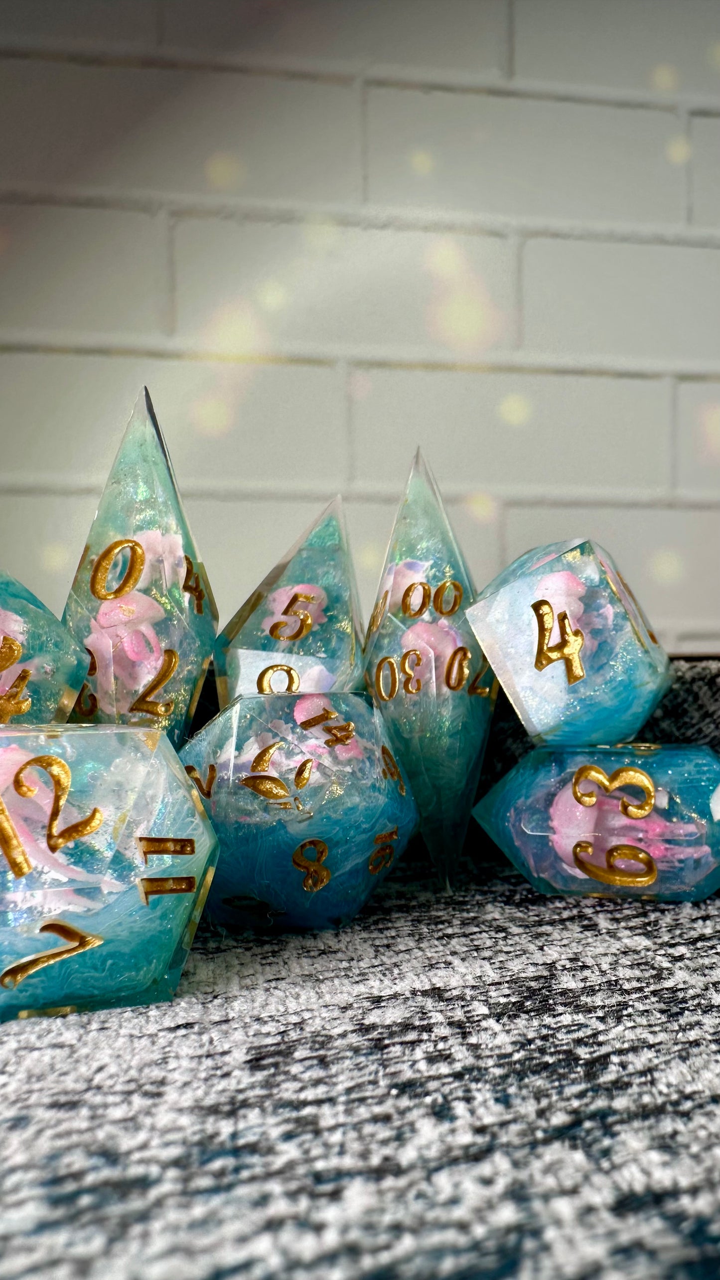 He shall be my squishy Geode Dice- 8 piece polyhedral dice set- (Pointy Bois)