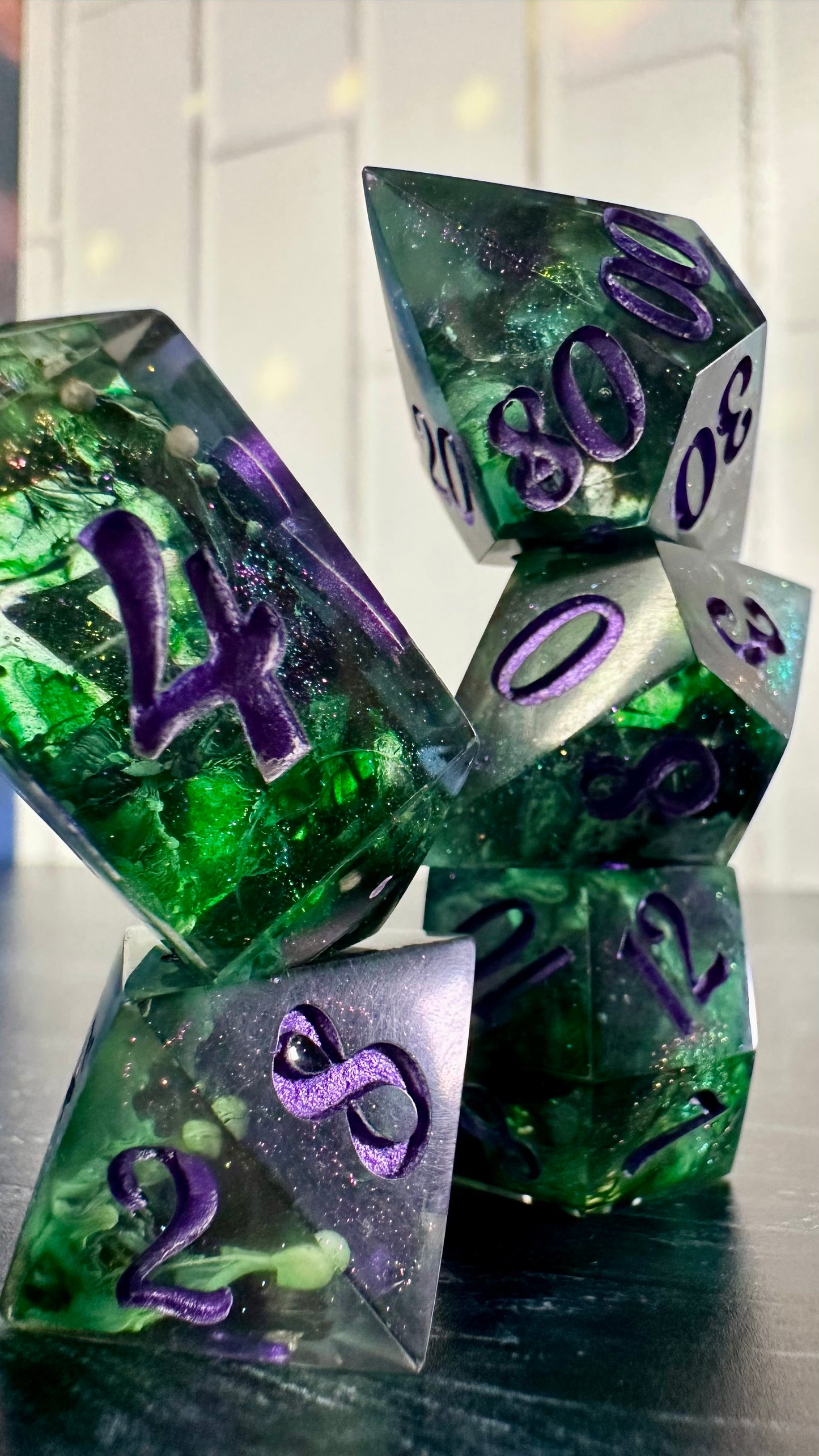 “Yes, I’ve always been green” - 8 piece polyhedral dice set (Large)