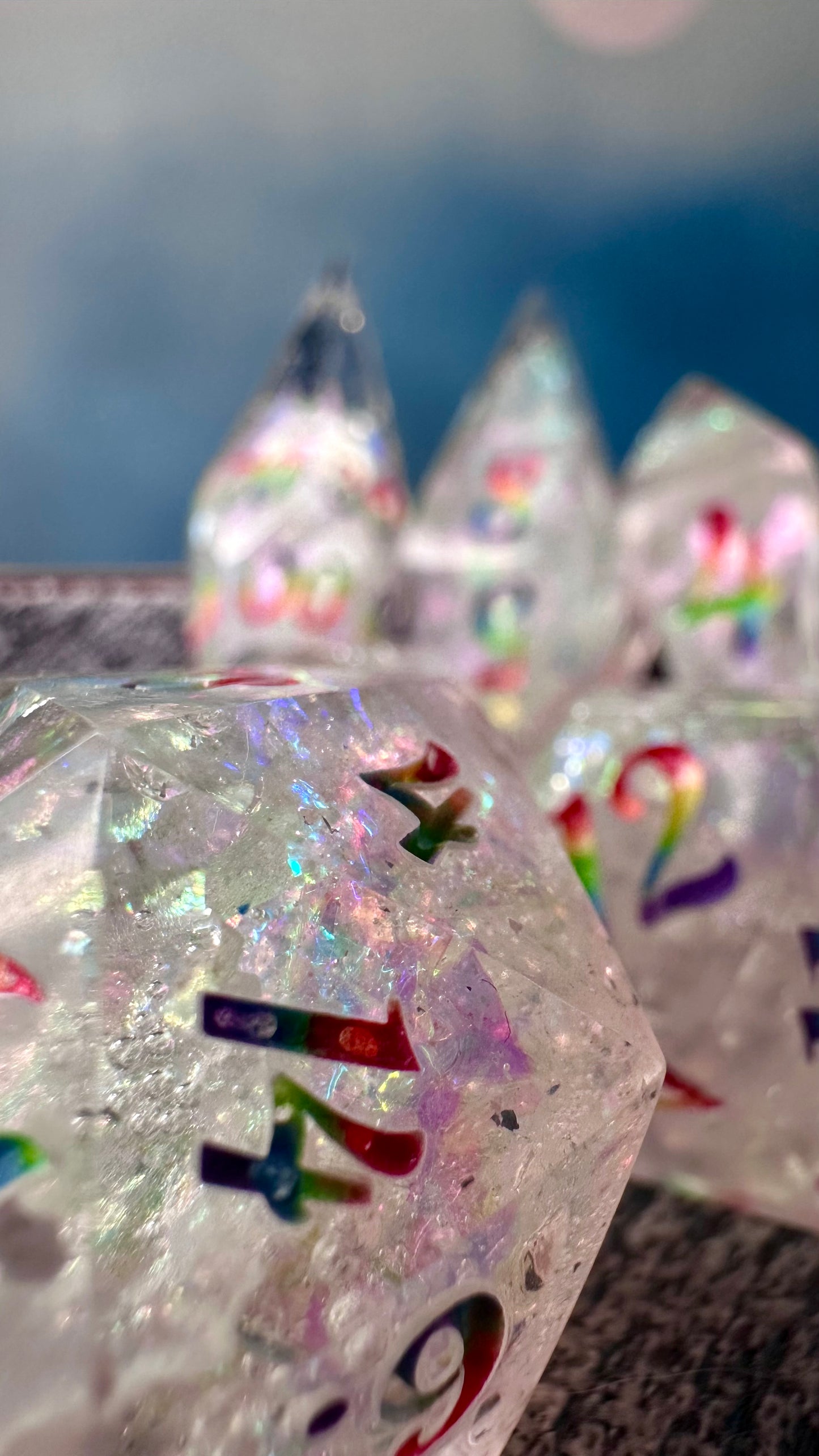 Glass Closets Geode - 8 piece polyhedral dice set- (Pointy Bois)- Pobody’s Nerfect
