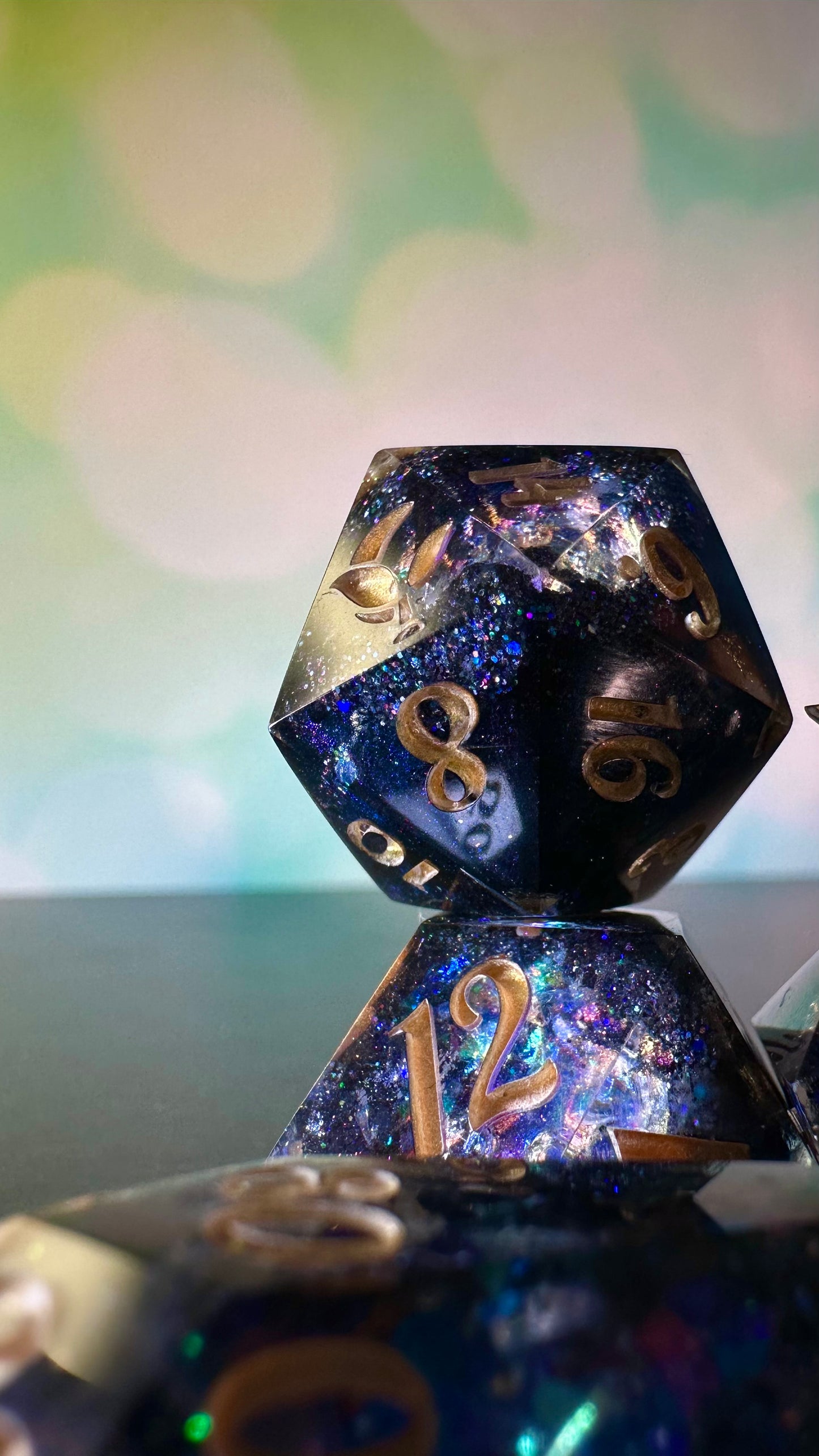 Agent Night Geode - 8 piece polyhedral dice set- (Pointy Bois)- Pobody’s Nerfect