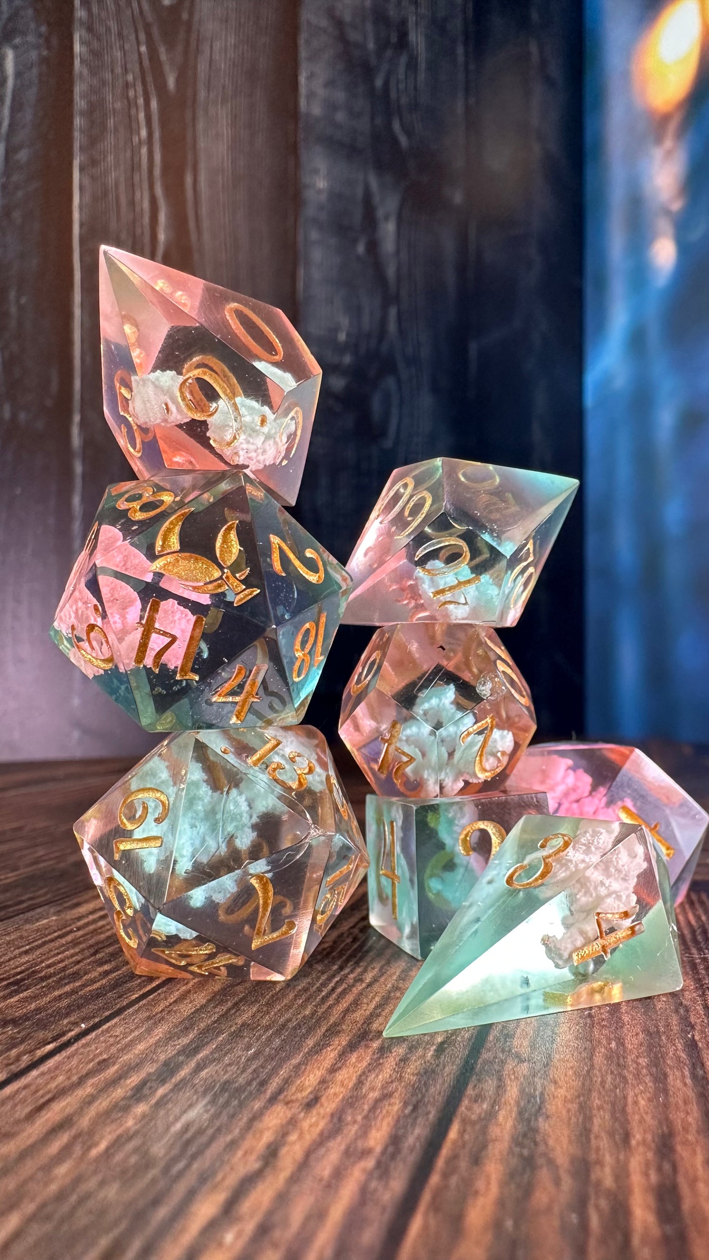 Cotton Candy Skies-8 piece polyhedral dice set-Pobody's Nerfect