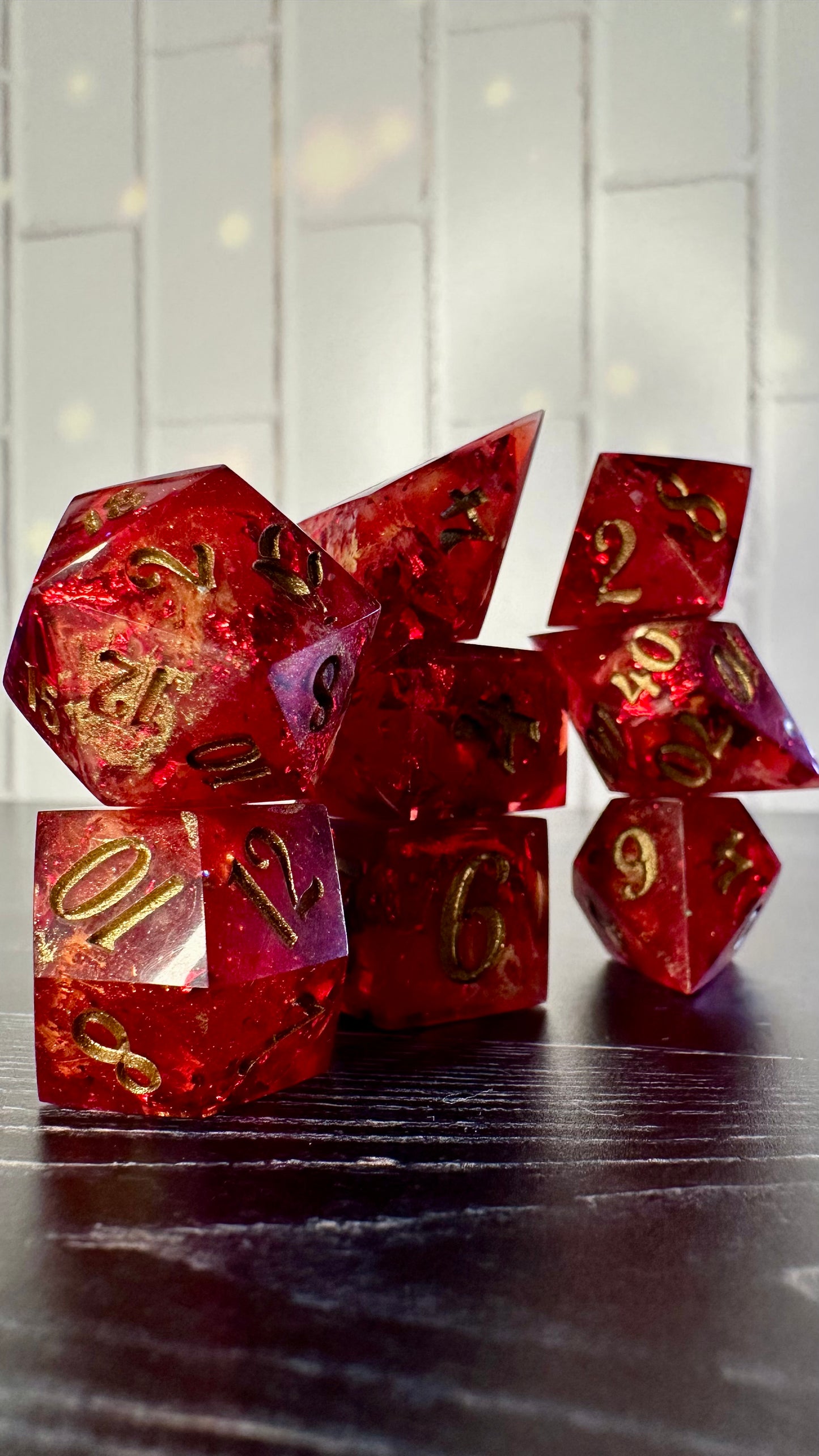 Ruby Slippers- 8 piece polyhedral dice set (Large)