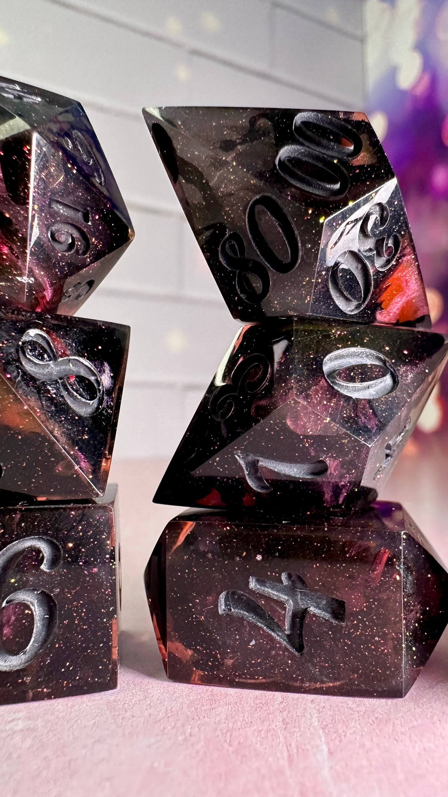 The Salem Seven-8 piece polyhedral dice set (Large)