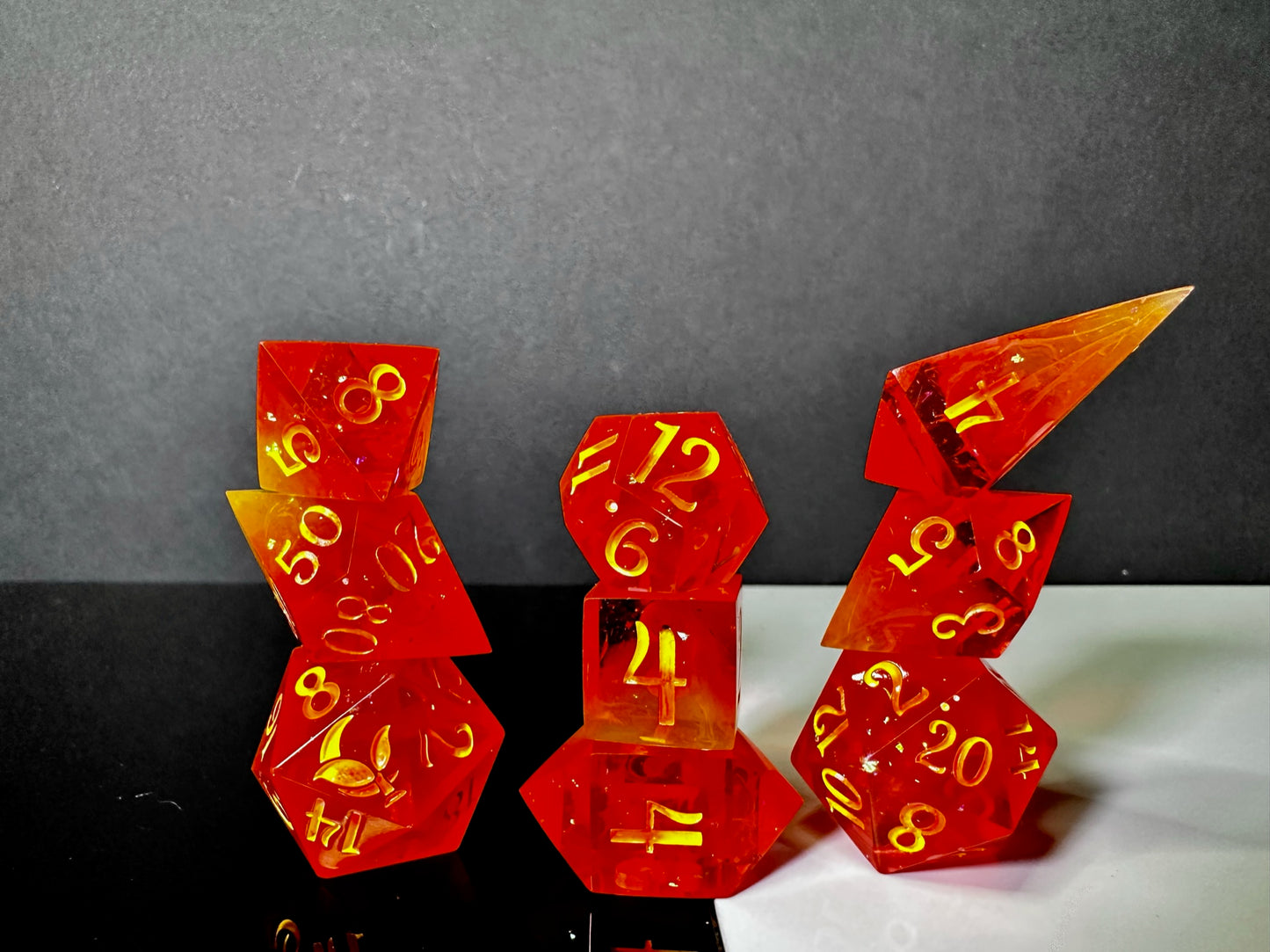 Heart of Flame-8 piece polyhedral dice set