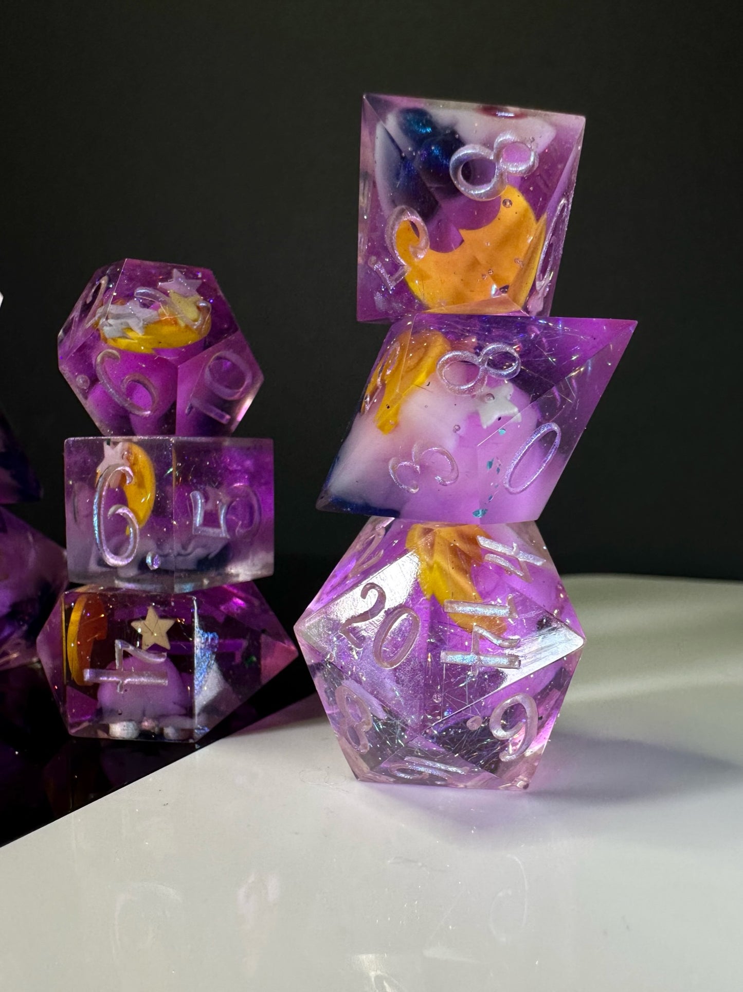 Mini Moon Princess-8 piece polyhedral dice set